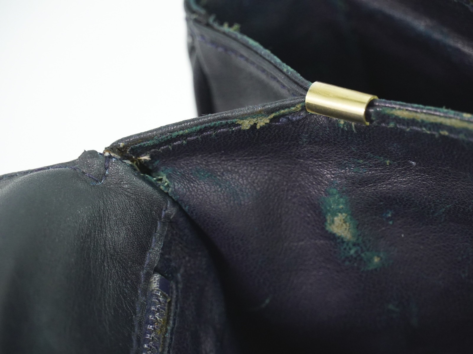 CELINE Horse Carriage Hardware Leather Shoulder Bag Navy Gold