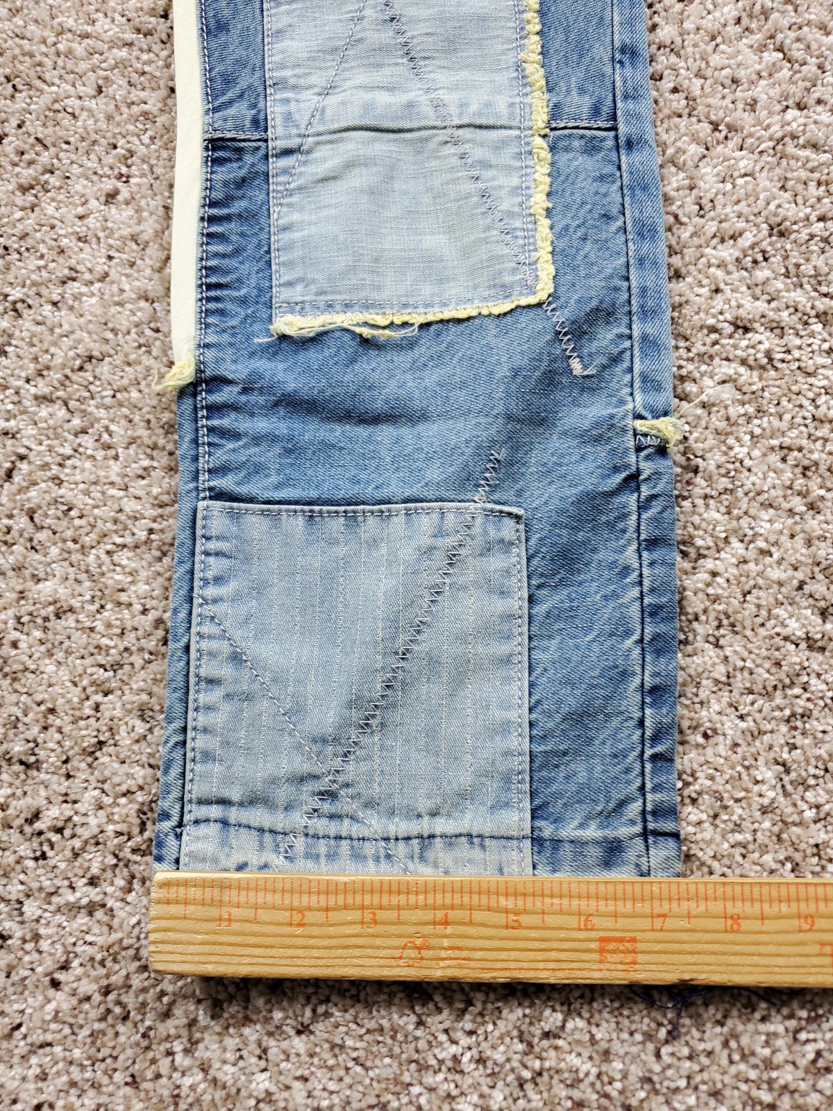 Mnml Jeans Mens 28 Patchwork Distressed Frayed Denim Straight Leg Streetwear NWT