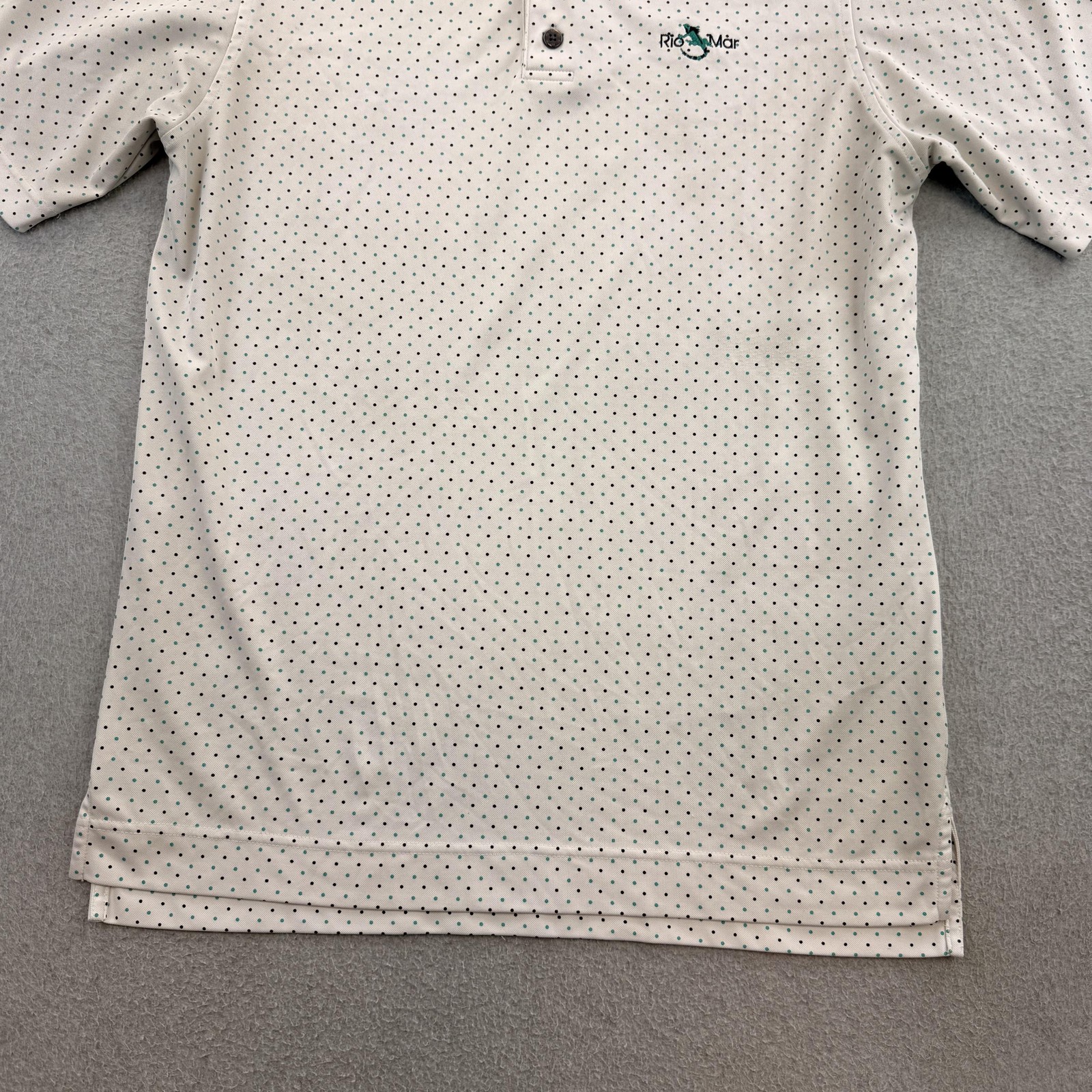 FootJoy Polo Mens Medium White Polka Dot Short Sleeve Rio Mar Golf Shirt