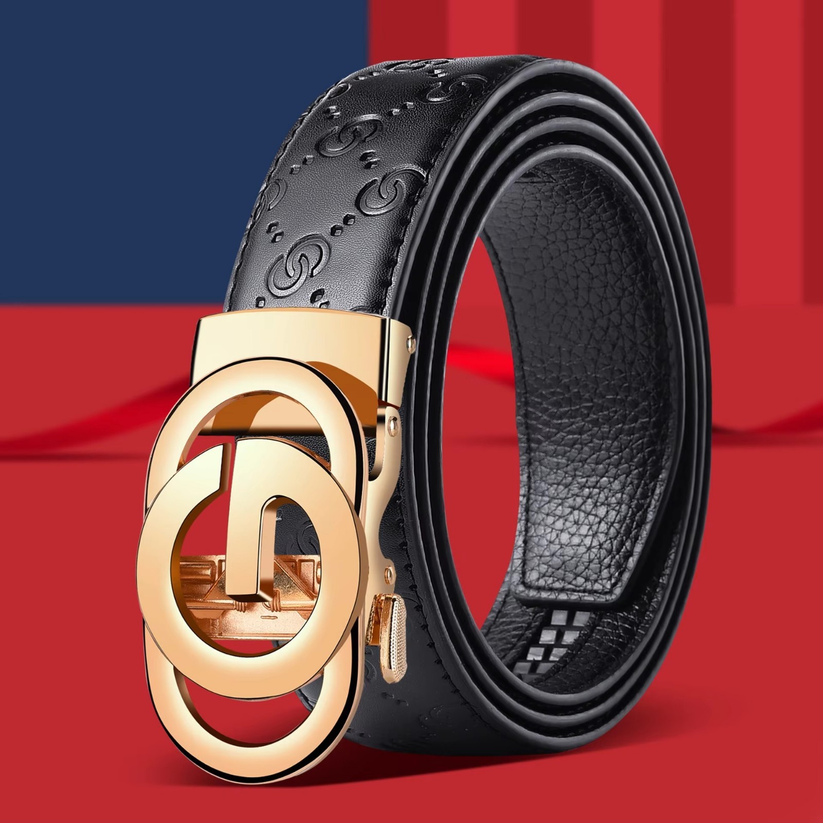 Mens PU Leather Belt Metal Buckle Casual Business Waist Belt for Jeans