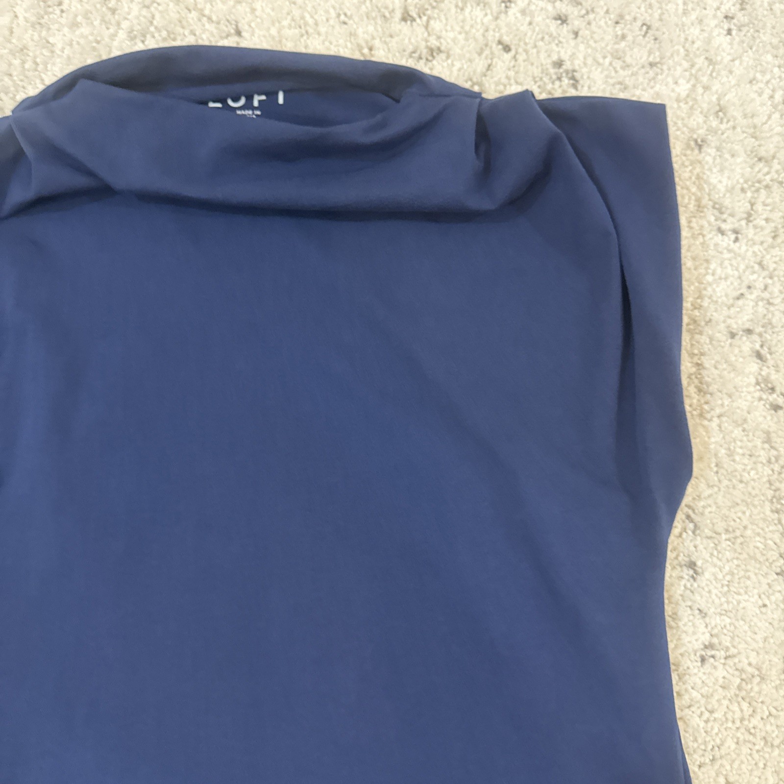 Loft Pleated Side Slit Top in Navy Blue SizeM
