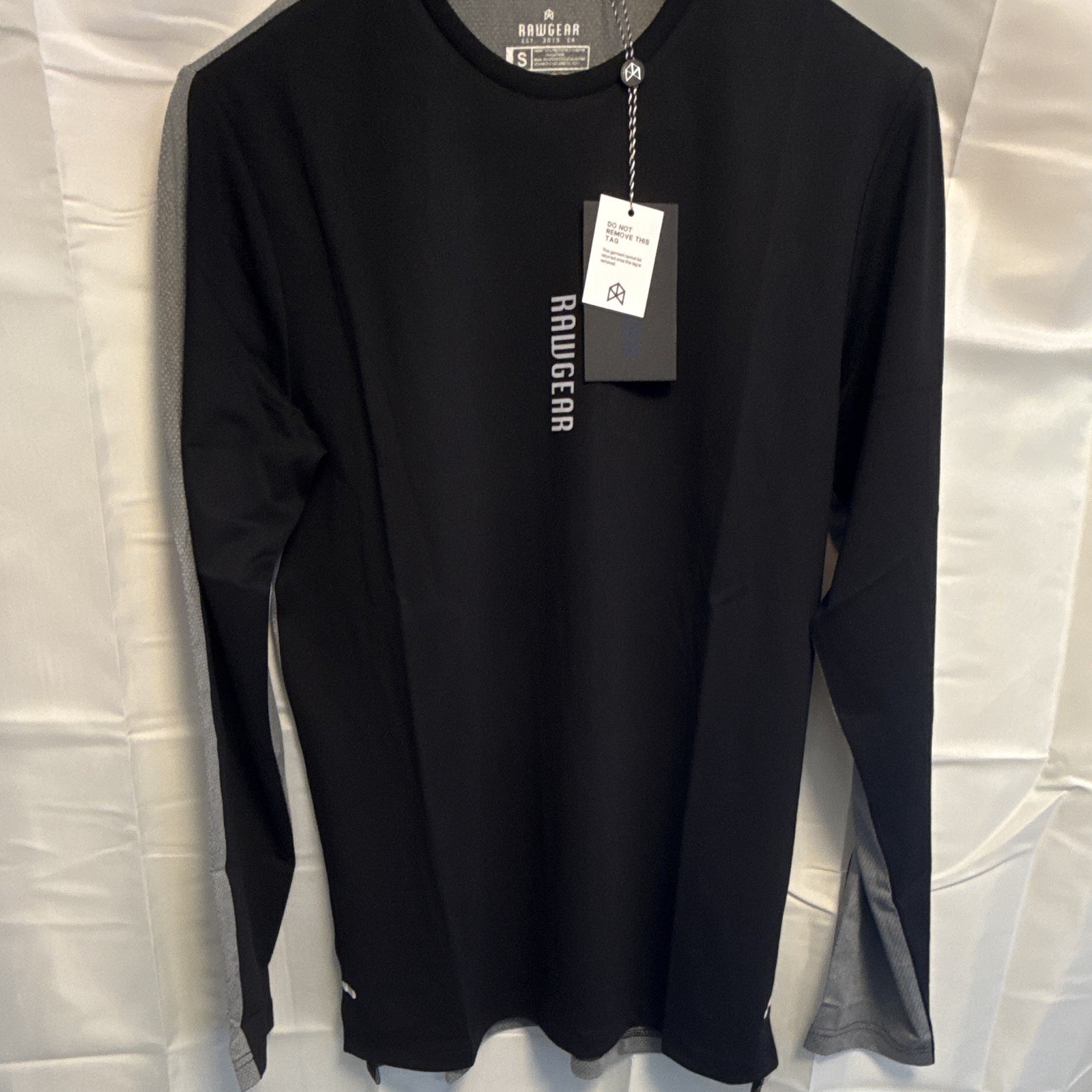 RAWGEAR Black/Gray Long Sleeve Crew Neck Athletic Lightweight Tee Size S