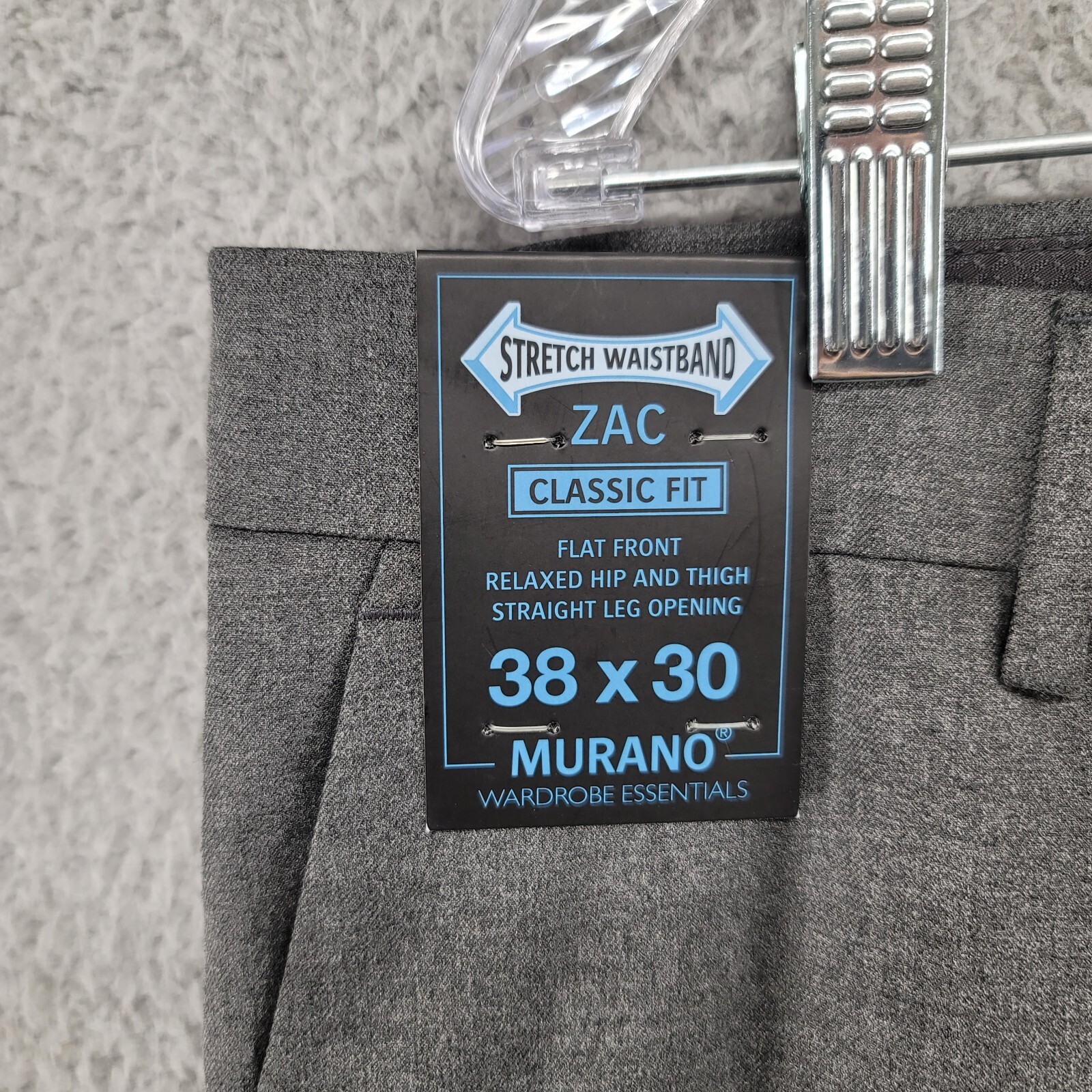 Murano Pants men’s dress pants 38×30 gray ZAC classic fit wardrobe essentials