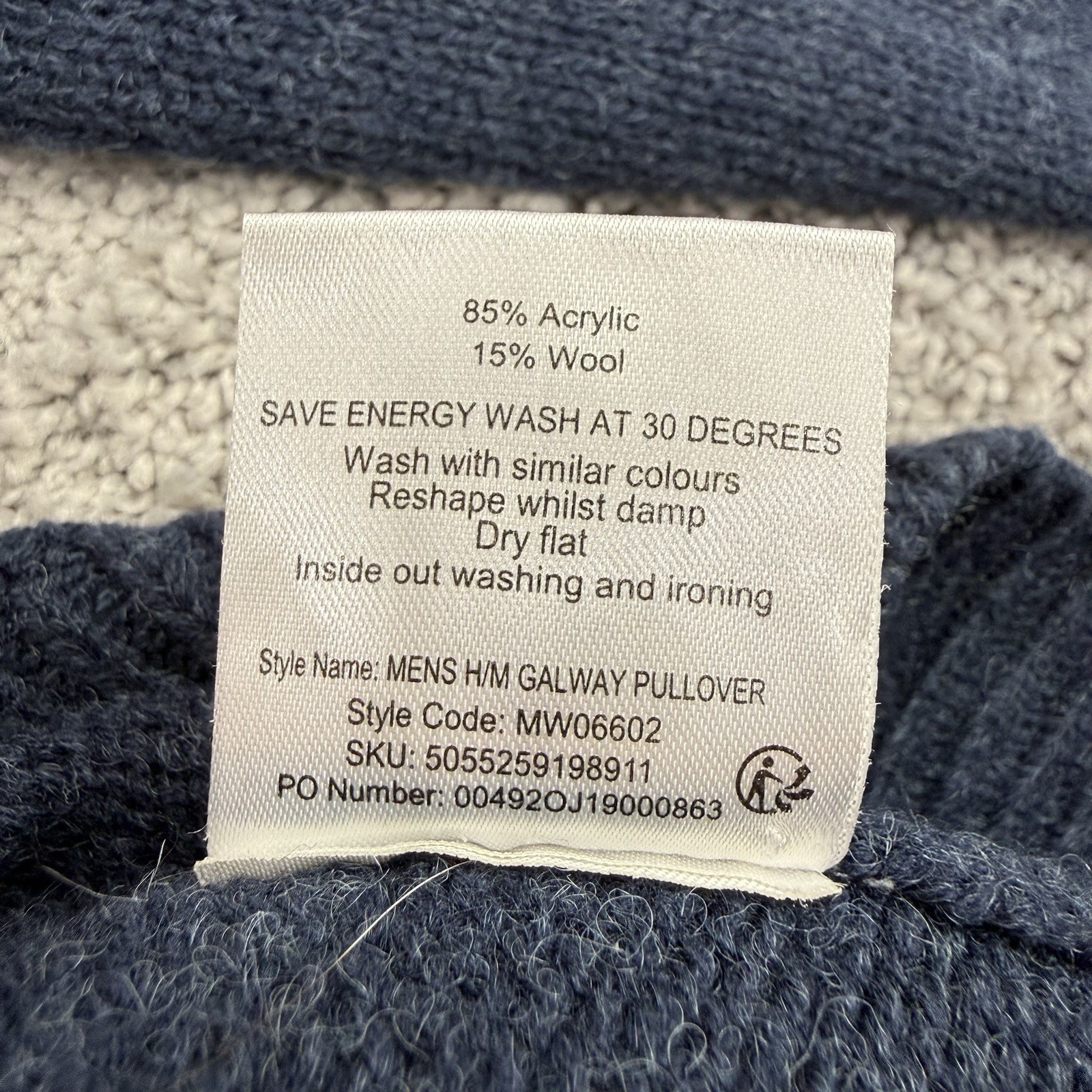 Emerald Isle Knitwear Sweater Men’s L Blue Elbow Patches Wool Mock Neck
