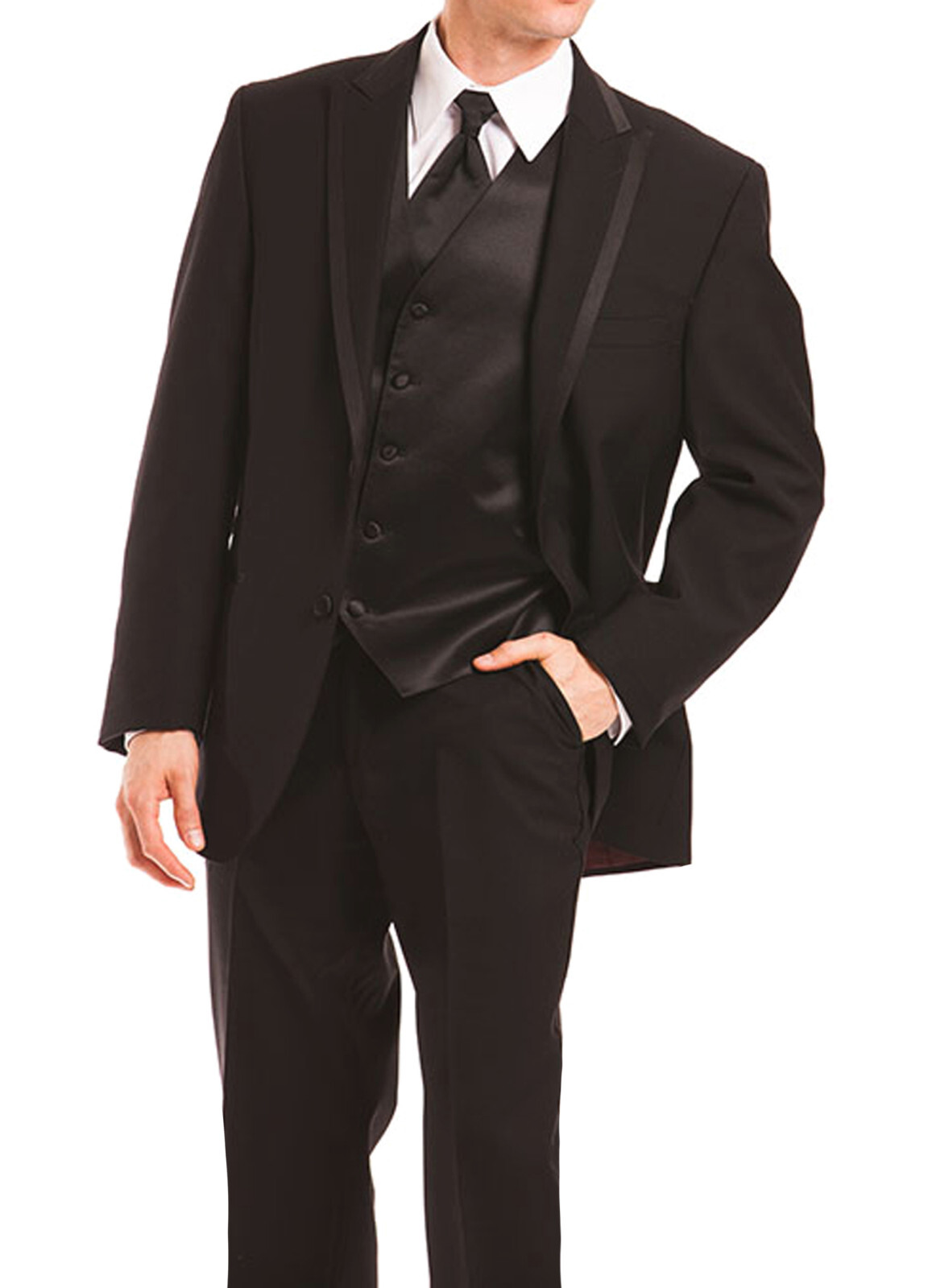 Men’s Calvin Klein Black Tuxedo Jacket with Pants Two Button Peak Lapel 38R 32W