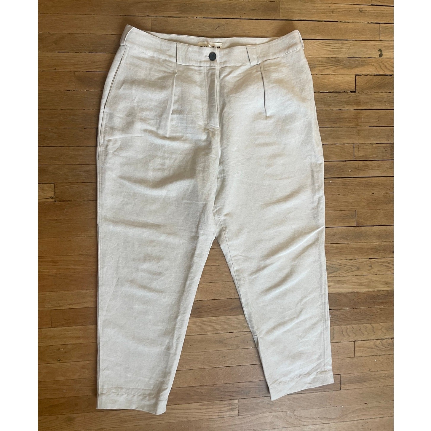 Mara Hoffman Jade High Waisted Pant in Off White Cotton/ Linen Blend Size 18
