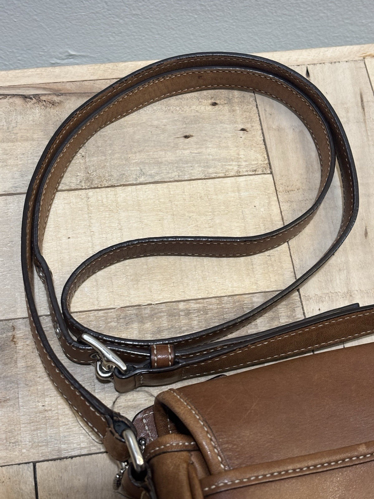 Coach Bleeker Double Buckle Crossbody Brown Leather 9355