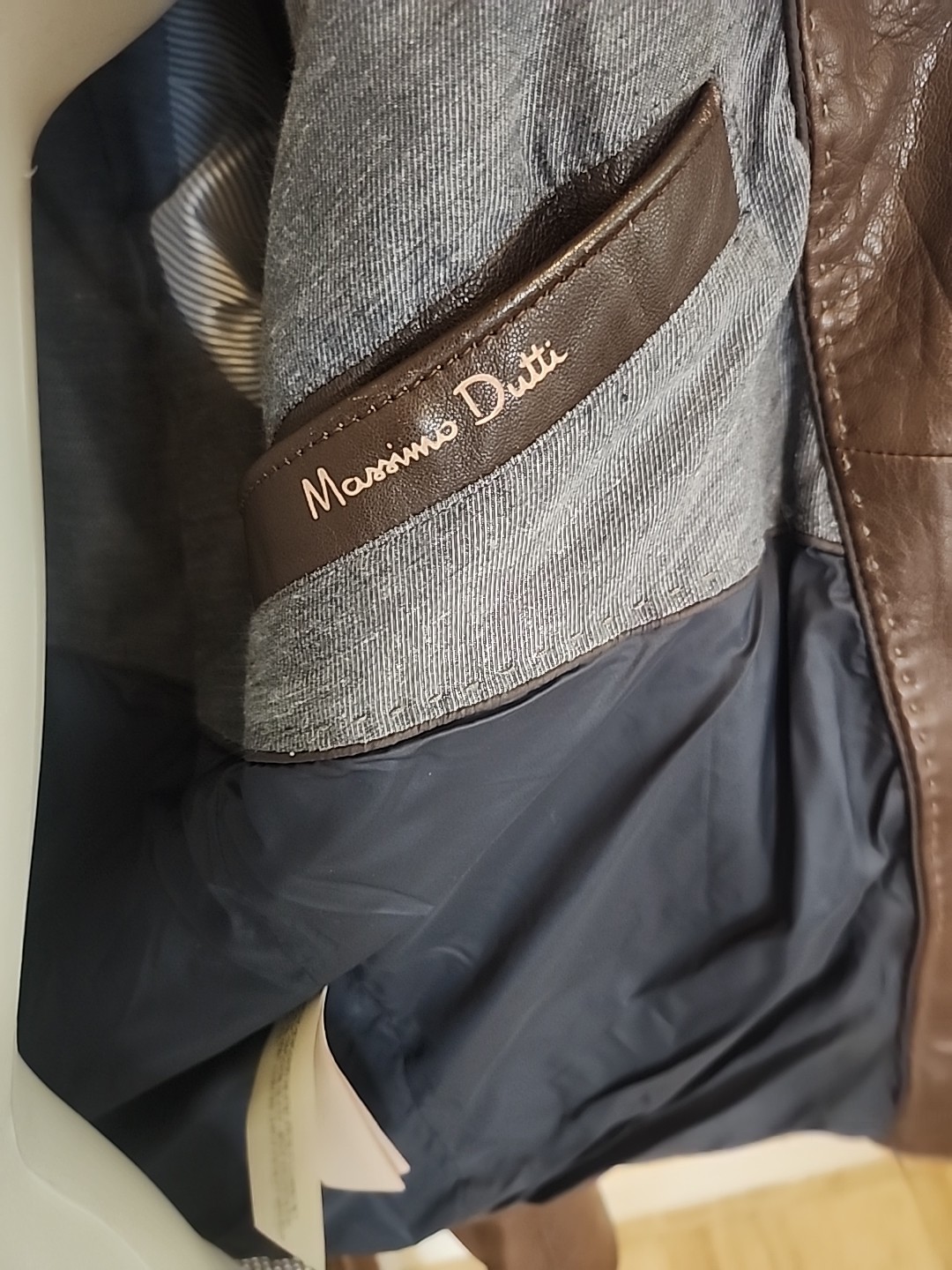 Mens Massimo Dutti Brown Nappa Lambskin Moto Aviation Leather Jacket Small EUC