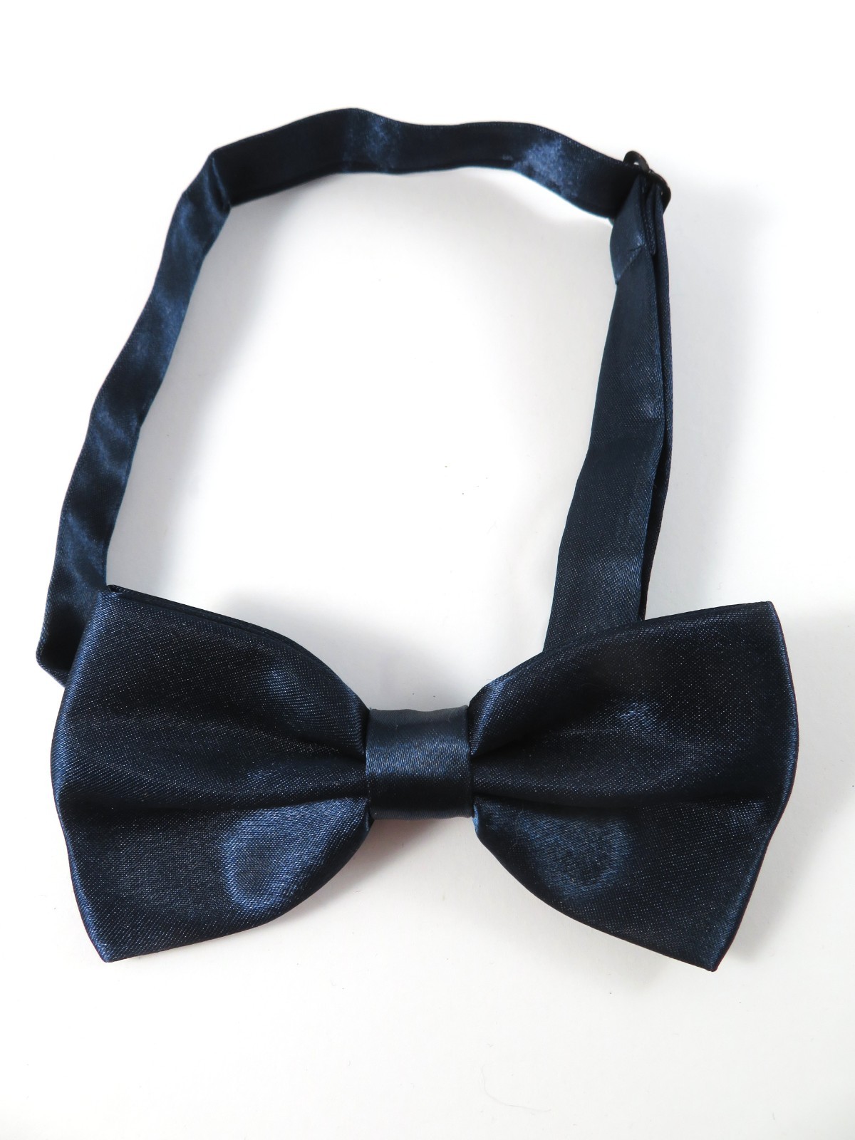 Navy Blue Silky Sheen Bowtie Adult Size Adjustable Band 10.25 To 18.5 Inch Neck