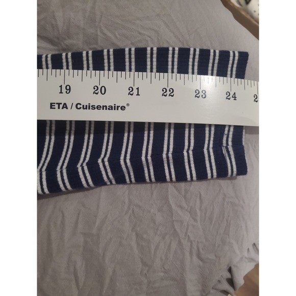 Land’s End Nautical Coastal navy white striped long sleeve pullover Women SZ L