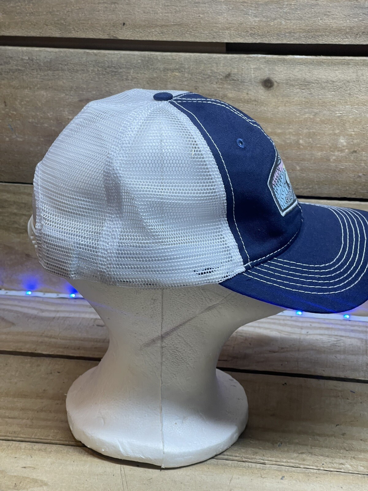 Rare Blue Southern Lure Fish Hat Cap Mesh Trucker Fishing Snapback White