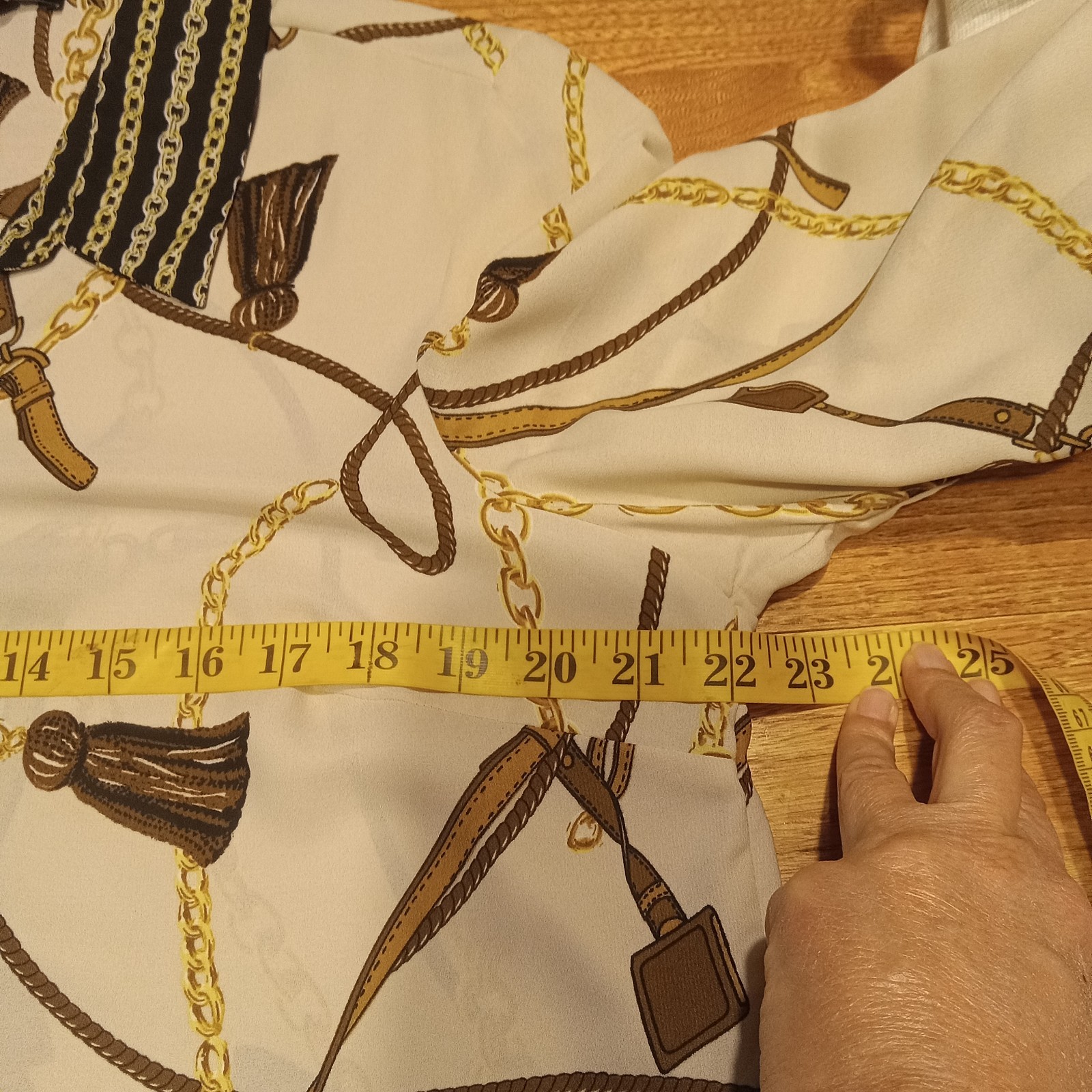 DRESSBARN NWT EQUESTRIAN / CHAIN PRINT BUTTON FRONT TUNIC BLOUSE-SIZE LG