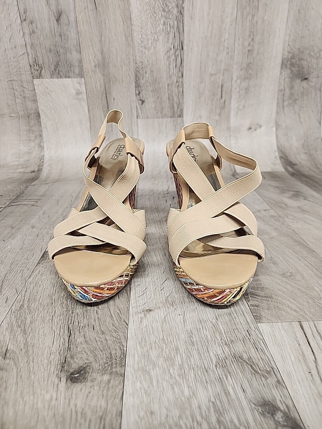 Charles By Charles David Wedge Platform Shoes Colorful Woven Boho Size 8.5 Women