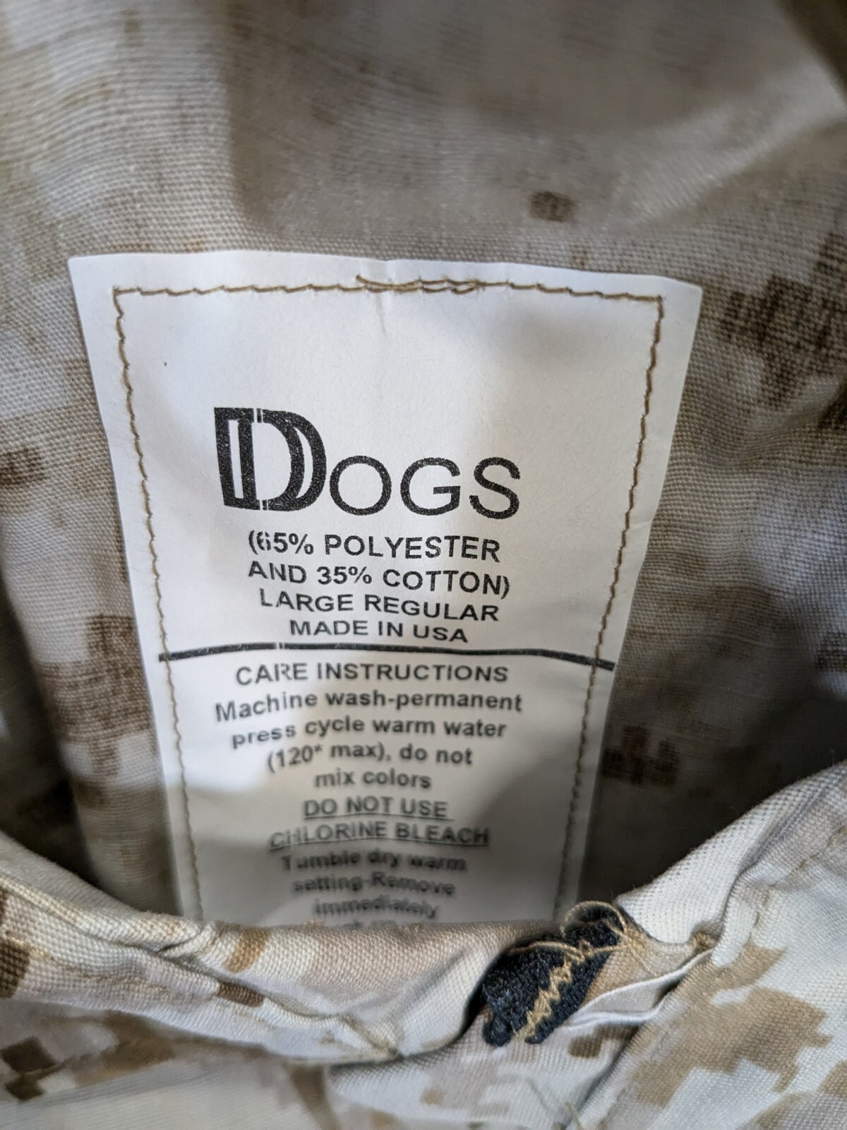 DOGS USMC Desert Camo Coveralls Large Regular Marine Military