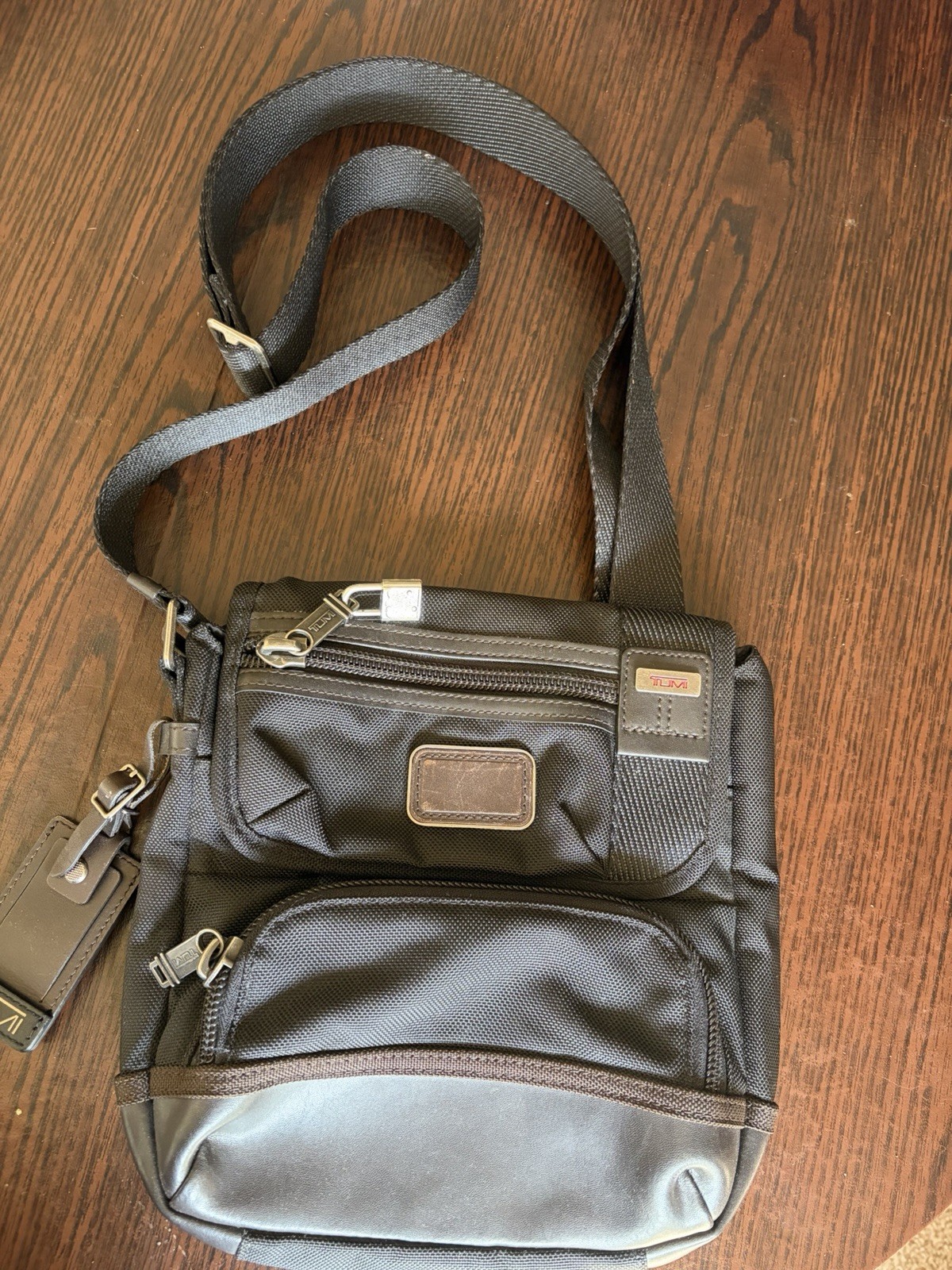 Tumi Alpha Brabo Shoulder Bag Crossbody Black Brown Leather