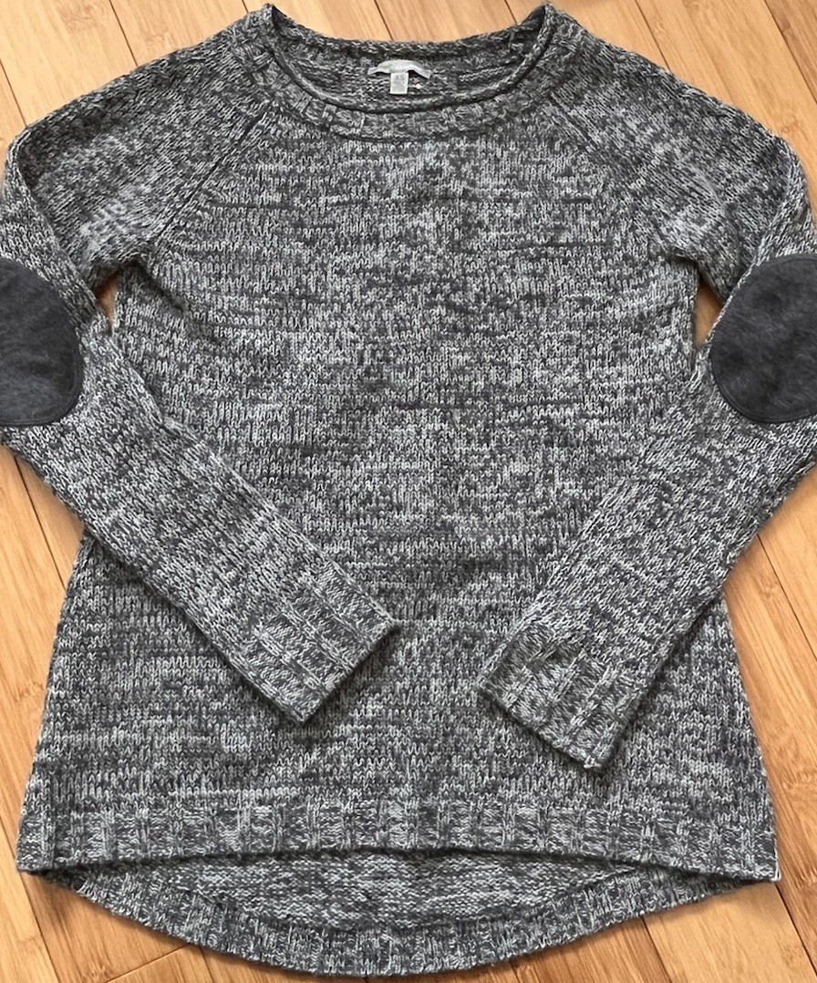 EUC! XS Horny Toad & CO Marlevelous Pullover Sweater Jumper Gray Bk Elbow Pads