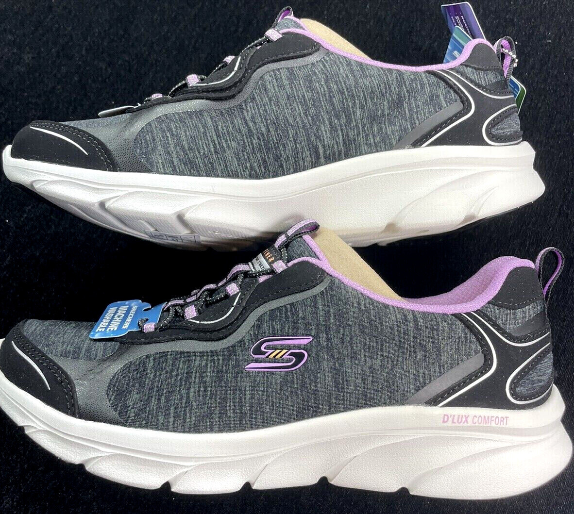 Skechers / Delux Comfort / SUNNY OASIS / Memory Foam / BLACK-PURPLE / Reg $75