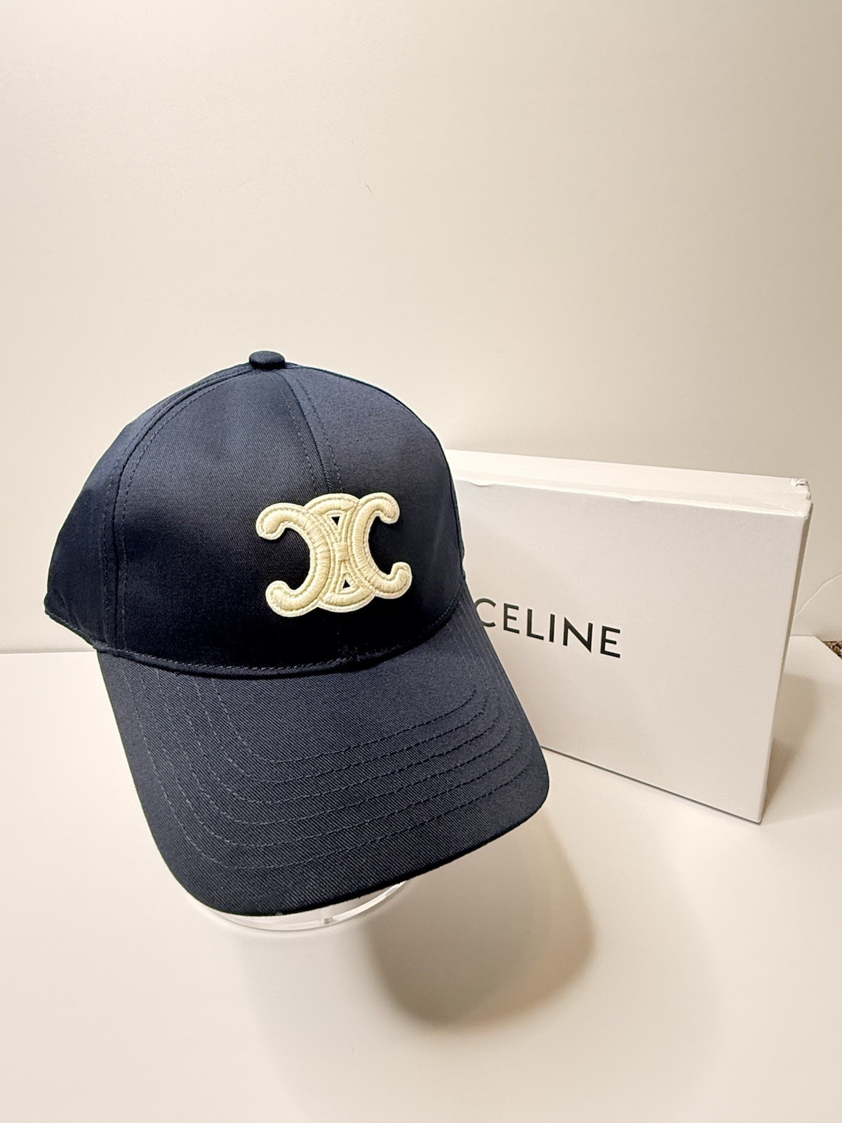 Celine Triomphe Navy Blue Adjustable Baseball Cap Women’s Medium