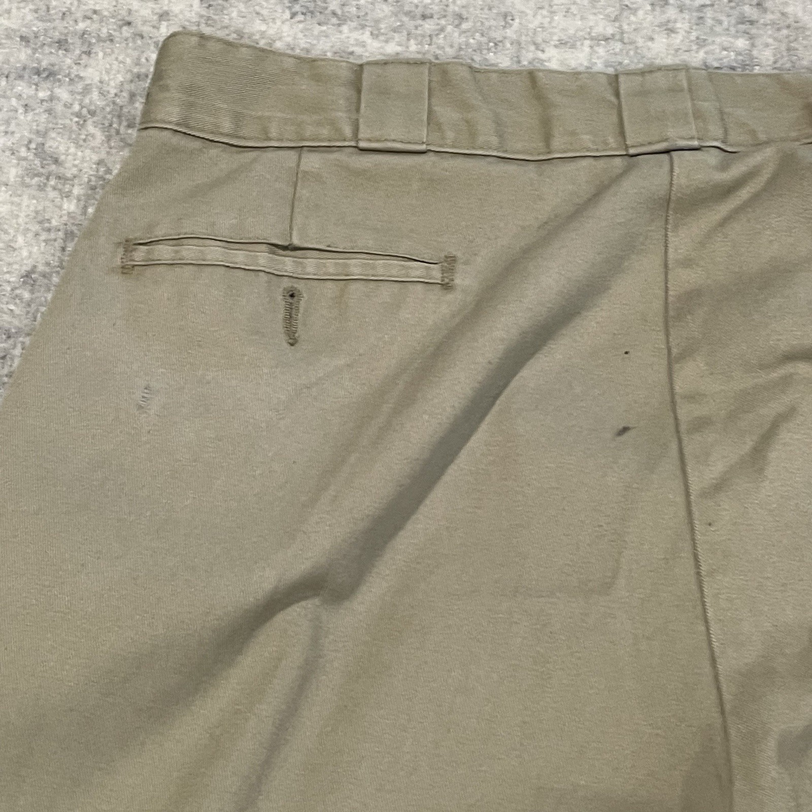 Dickies Men Loose Fit Double Knee Work Pants Khaki 40×32 Distressed Skater 85283