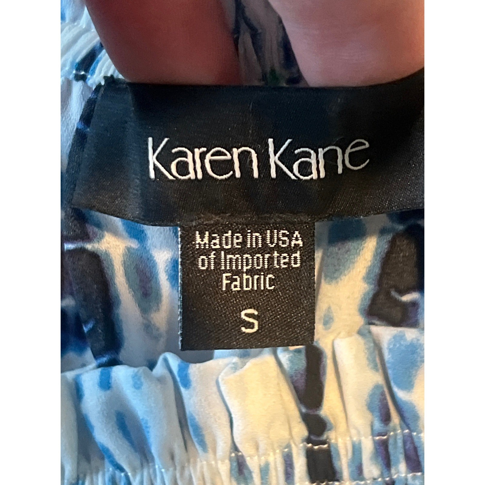 Karen Kane Blue White Tie Dye Off Shoulder Ruffle Bell Sleeve Boho Blouse Small