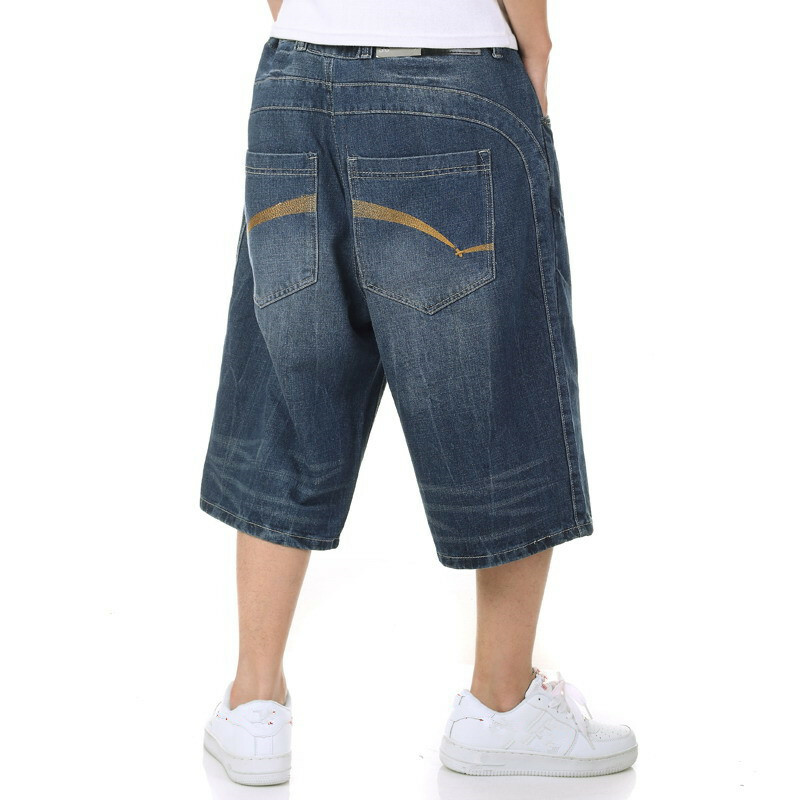 Mens Jeans Denim Shorts Capri Pants Relaxed Hip-Hop Hipster Baggy Loose W30-W46