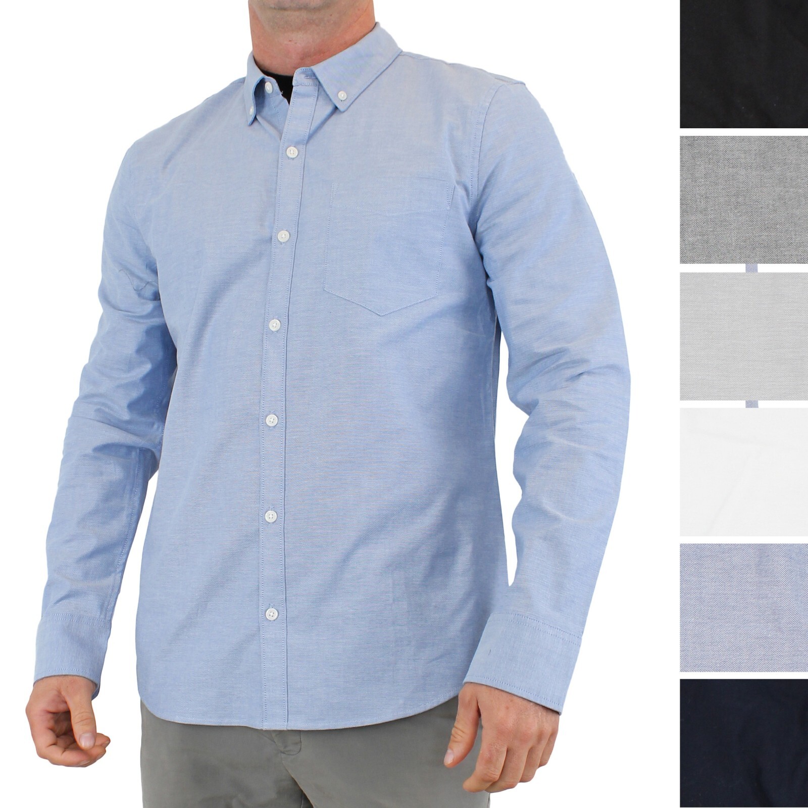 True Classic Men’s Dress Shirt Casual Stretch Oxford, Button Collar, Long Sleeve