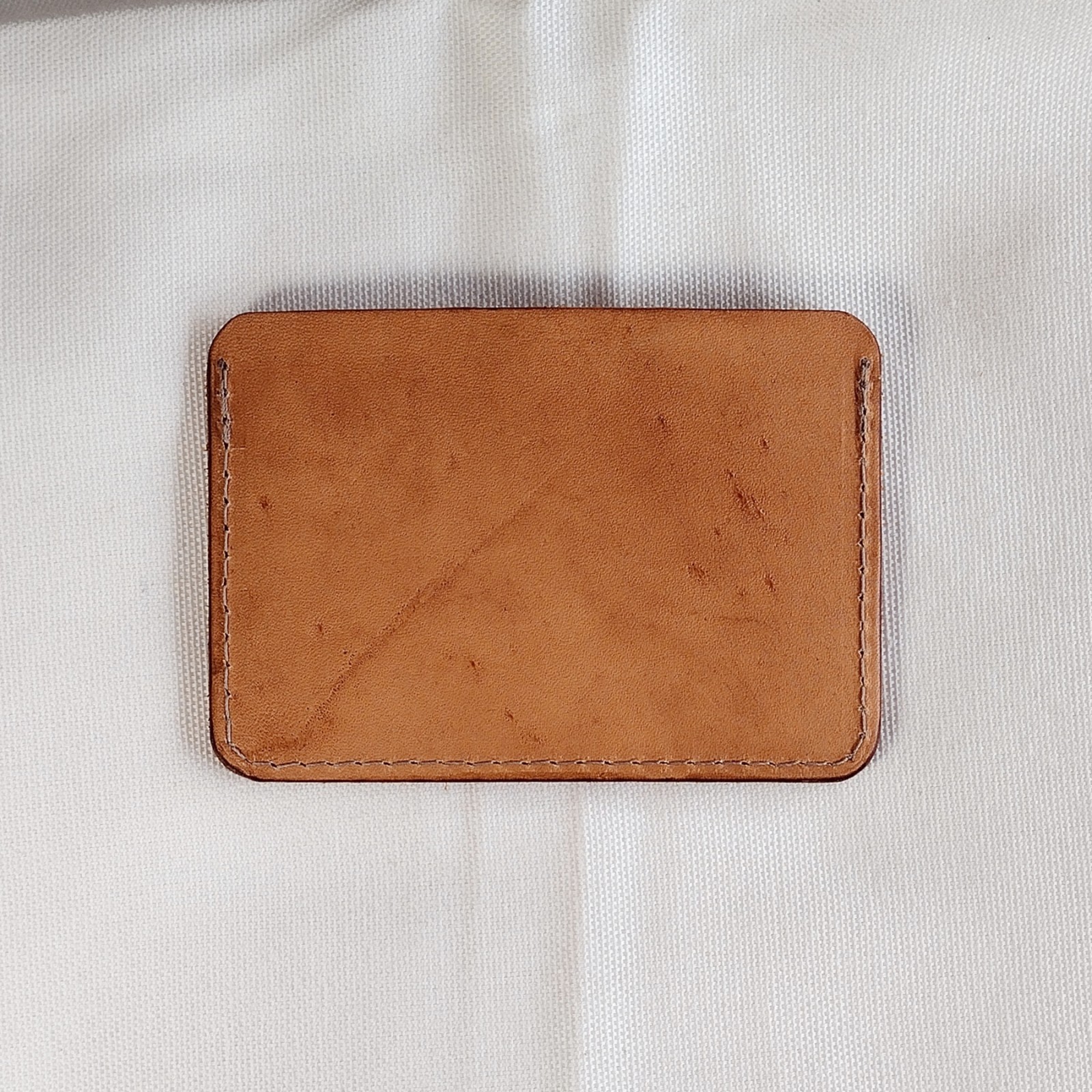 handmade 100% real leather card holder aged natural veg tan