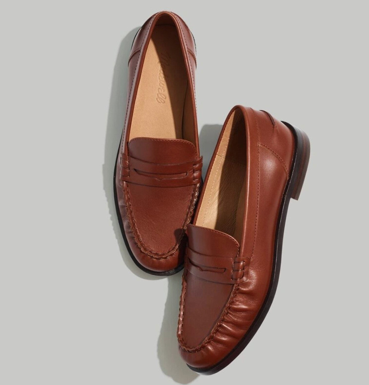 Madewell NYE Penny Loafers Vachetta Leather NJ256 Apple Butter Brown Size 8