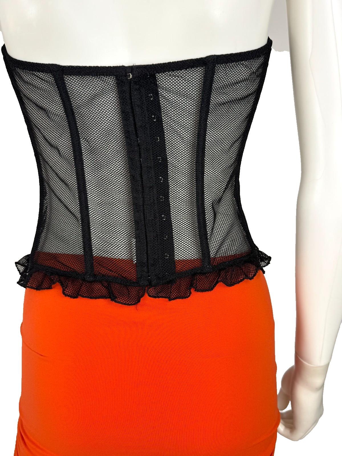 La Perla 36 US 90 FR 3 IT BIack Sheer Bustier Mesh Lace Lingerie Boning Auth