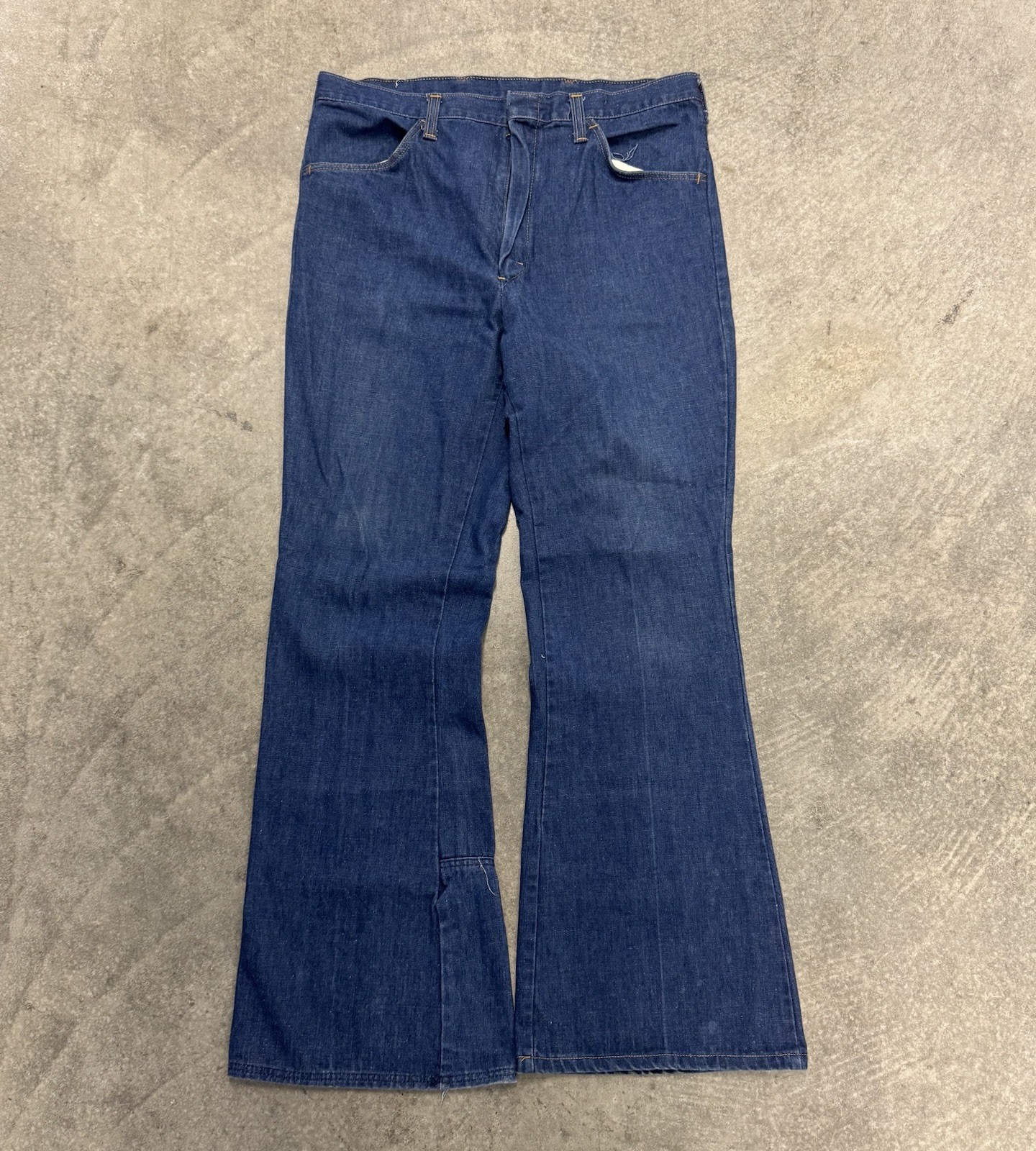 Vintage 70’s Mens Flare Jeans Super Wide Leg Repaired 34 x 30