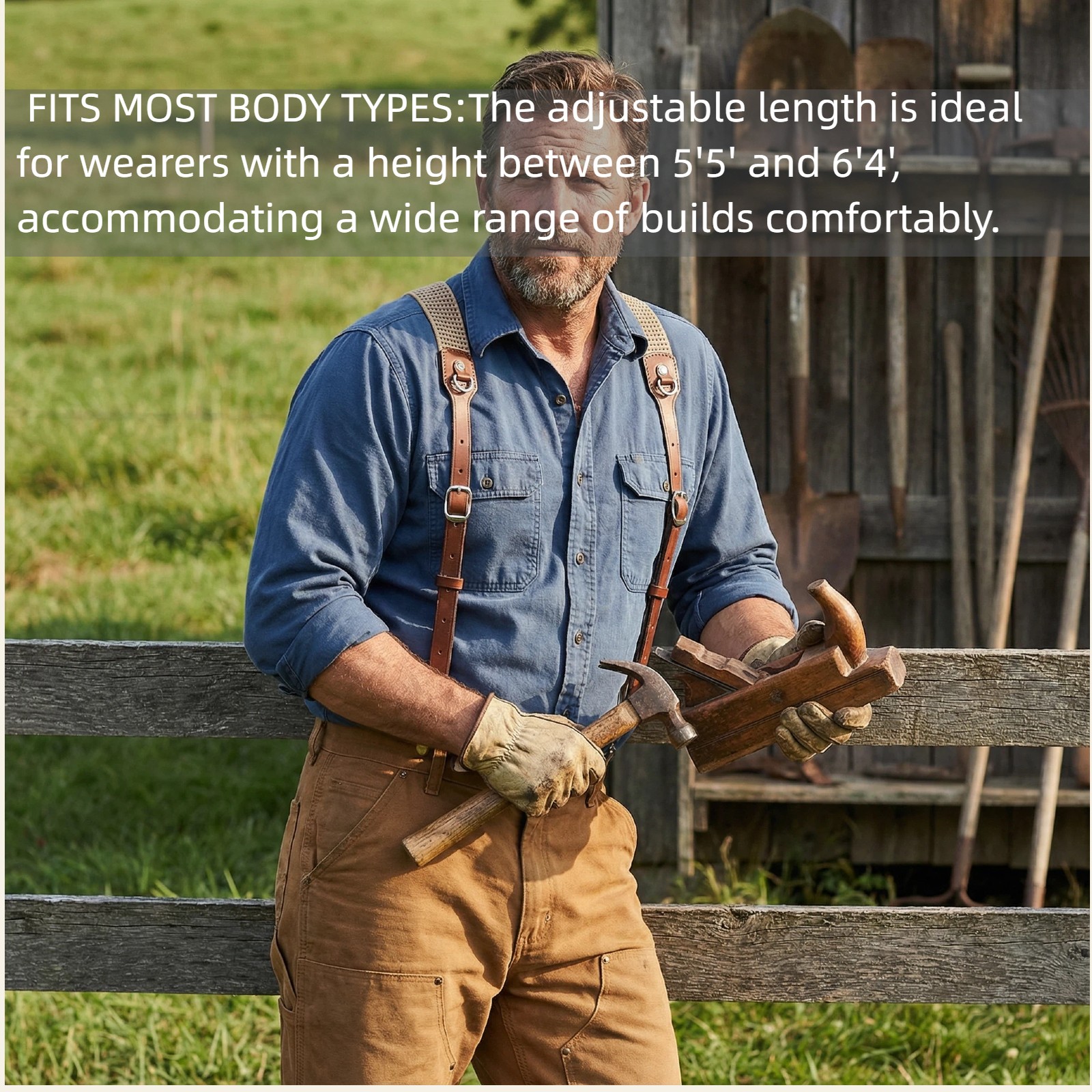 Tourbon Men Suspenders Y Back Button Clip/Hook Attach Pants Braces Adjust Strap