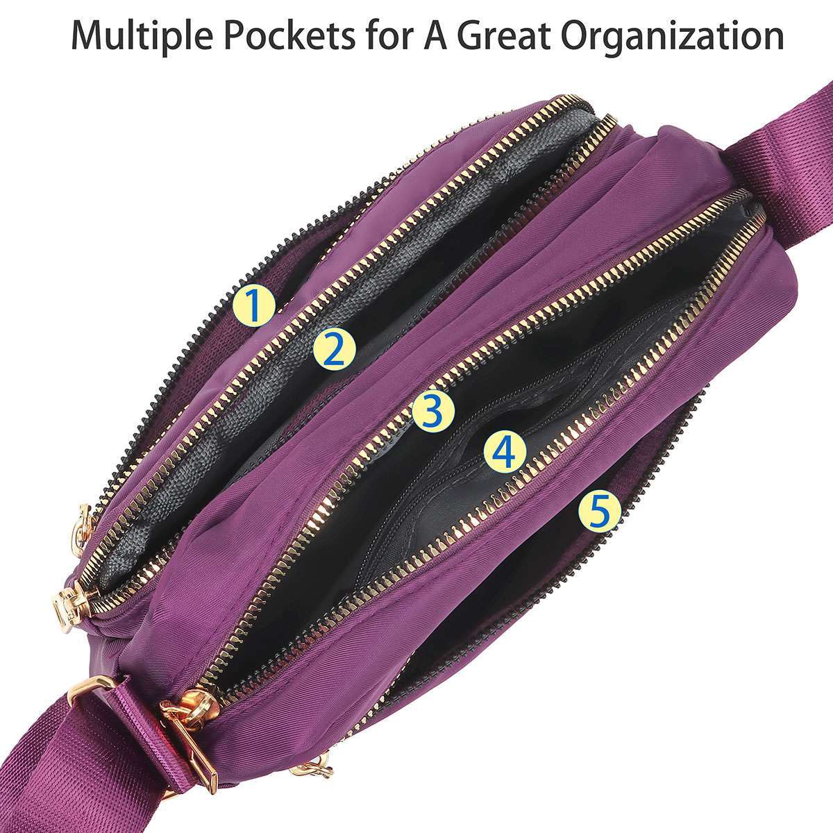 Messenger Handbag Waterproof Women Ladies Multi Pocket Cross Body Shoulder Bag