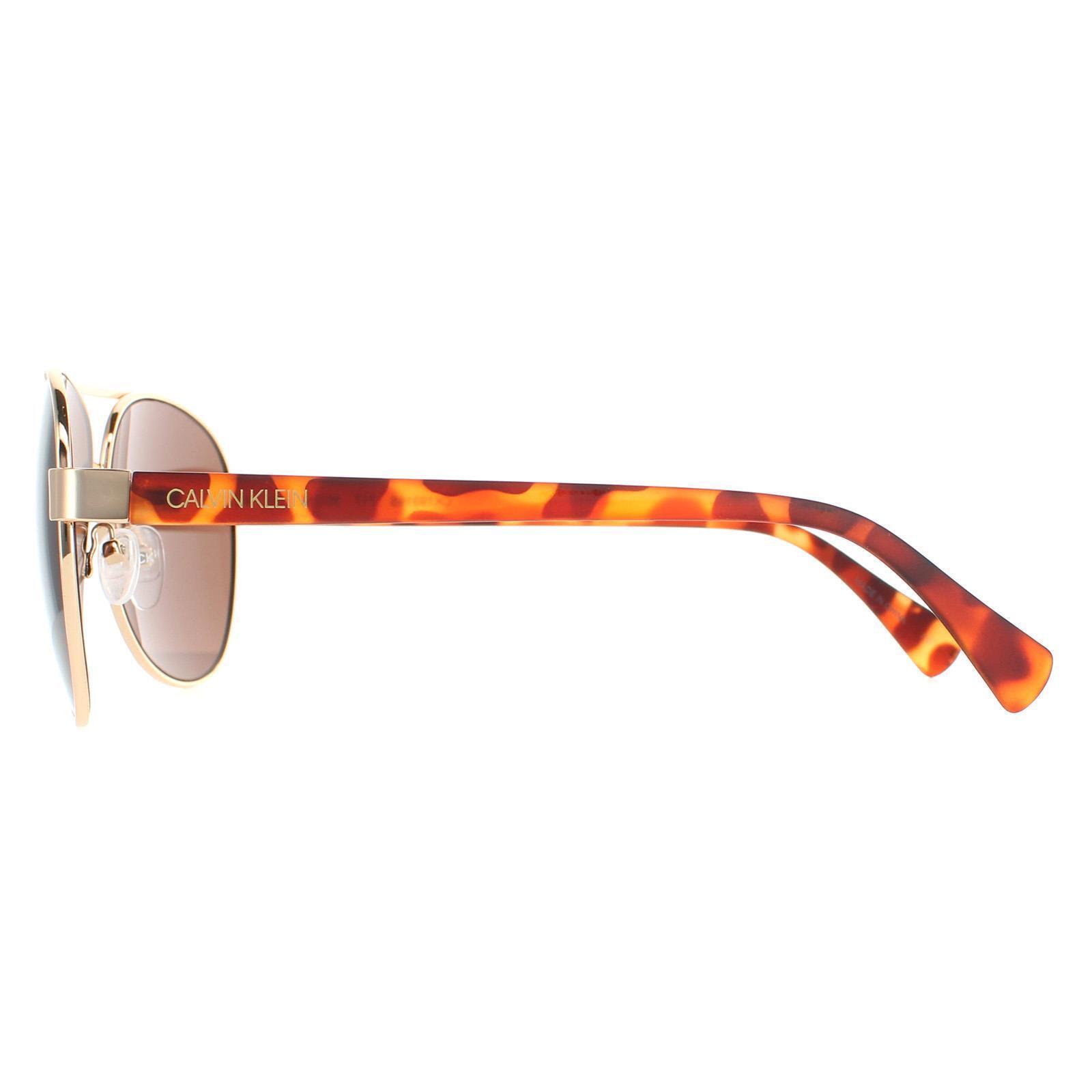 Calvin Klein Aviator Gold-Tone/Brown 60 mm Men’s Sunglasses CK19316S 717 60