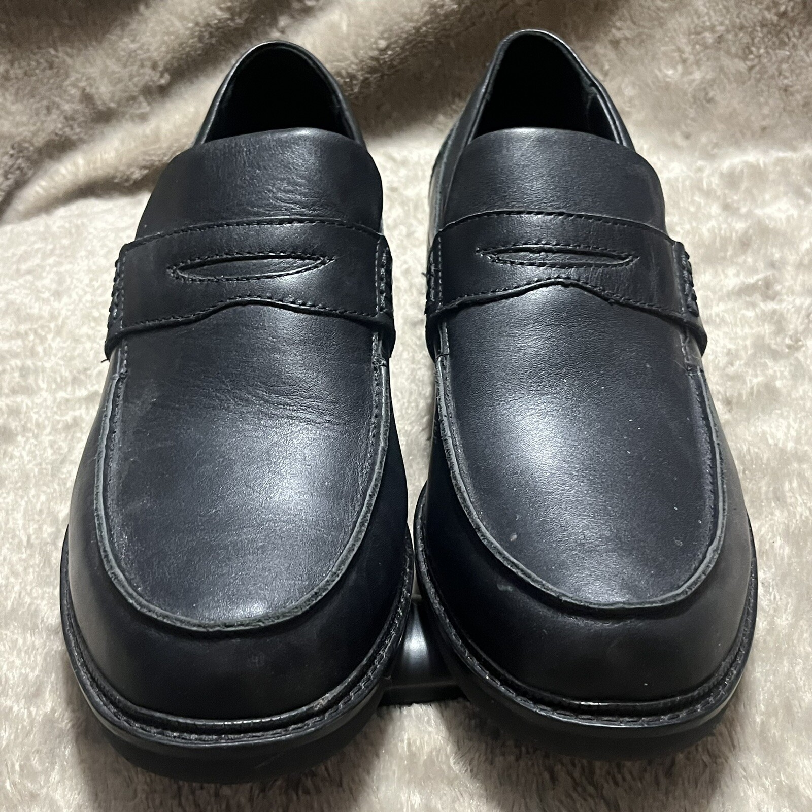 Apex Lexington Slip On Black Leather Comfort Loafers Shoes LT200M Mens11 Wide