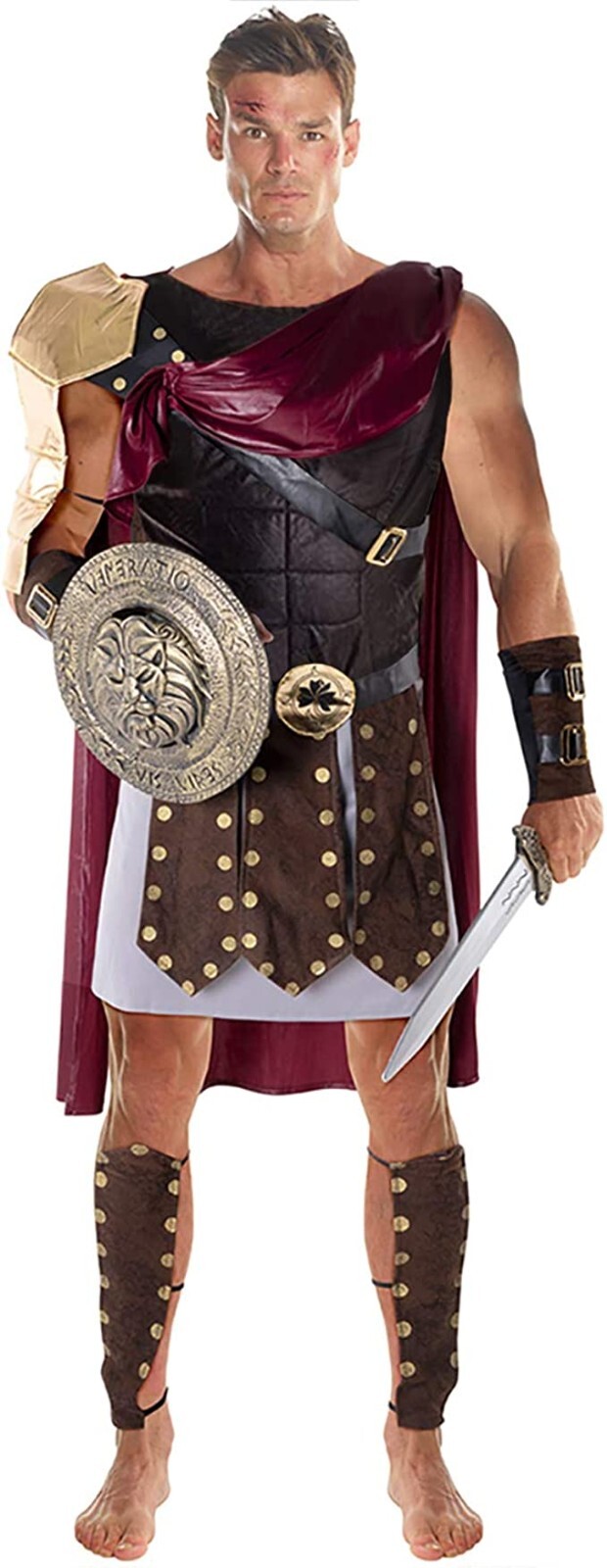 Mens Gladiator Costume Adult Roman Spartan Warrior Centurion Fancy Dress Outfit