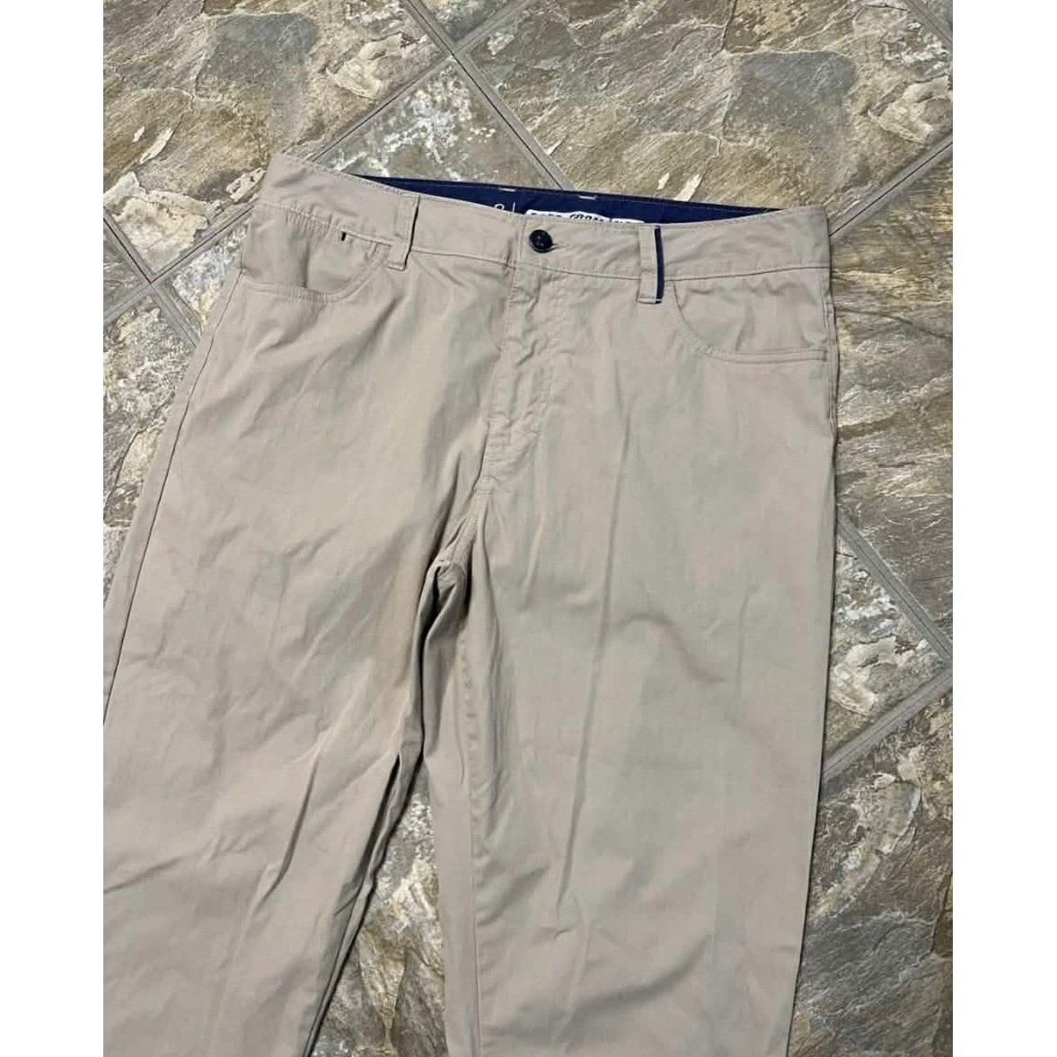 Johnnie-O Prep-Formance Pants Mens 34×32 Tan 5-Pocket Tech Stretch