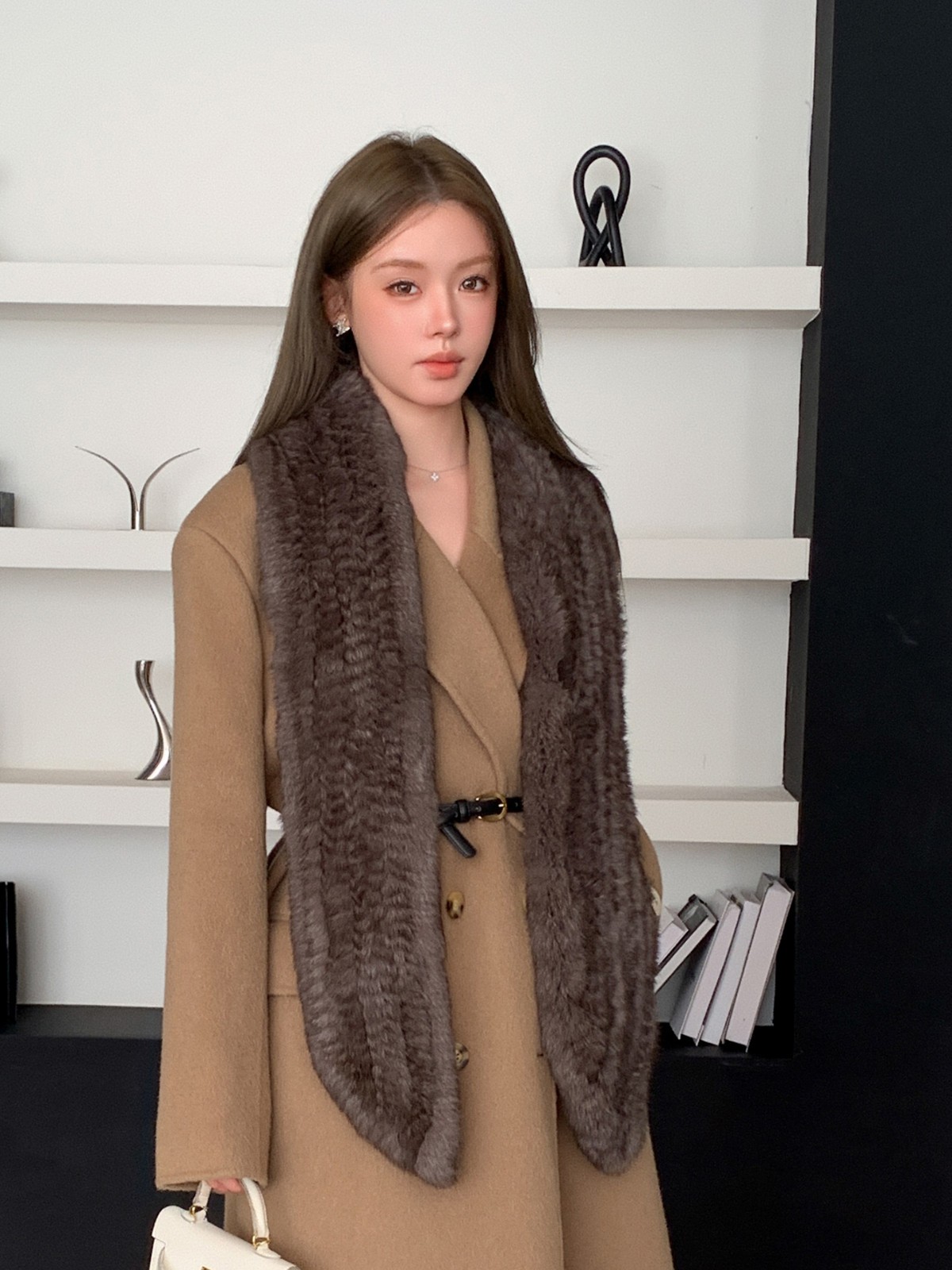 Women Real Rabbit Fur Scarf Warm Collar Long Shawl Neckerchief Wrap Neck Warmer