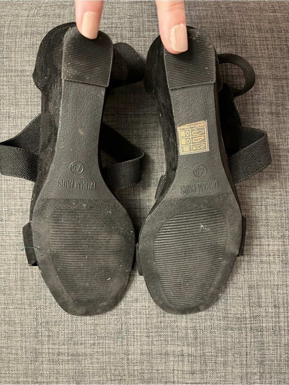 DREAM PAIRS Black Suede Elastic Criss Cross Block Heel Sandals Women’s Size 7.5