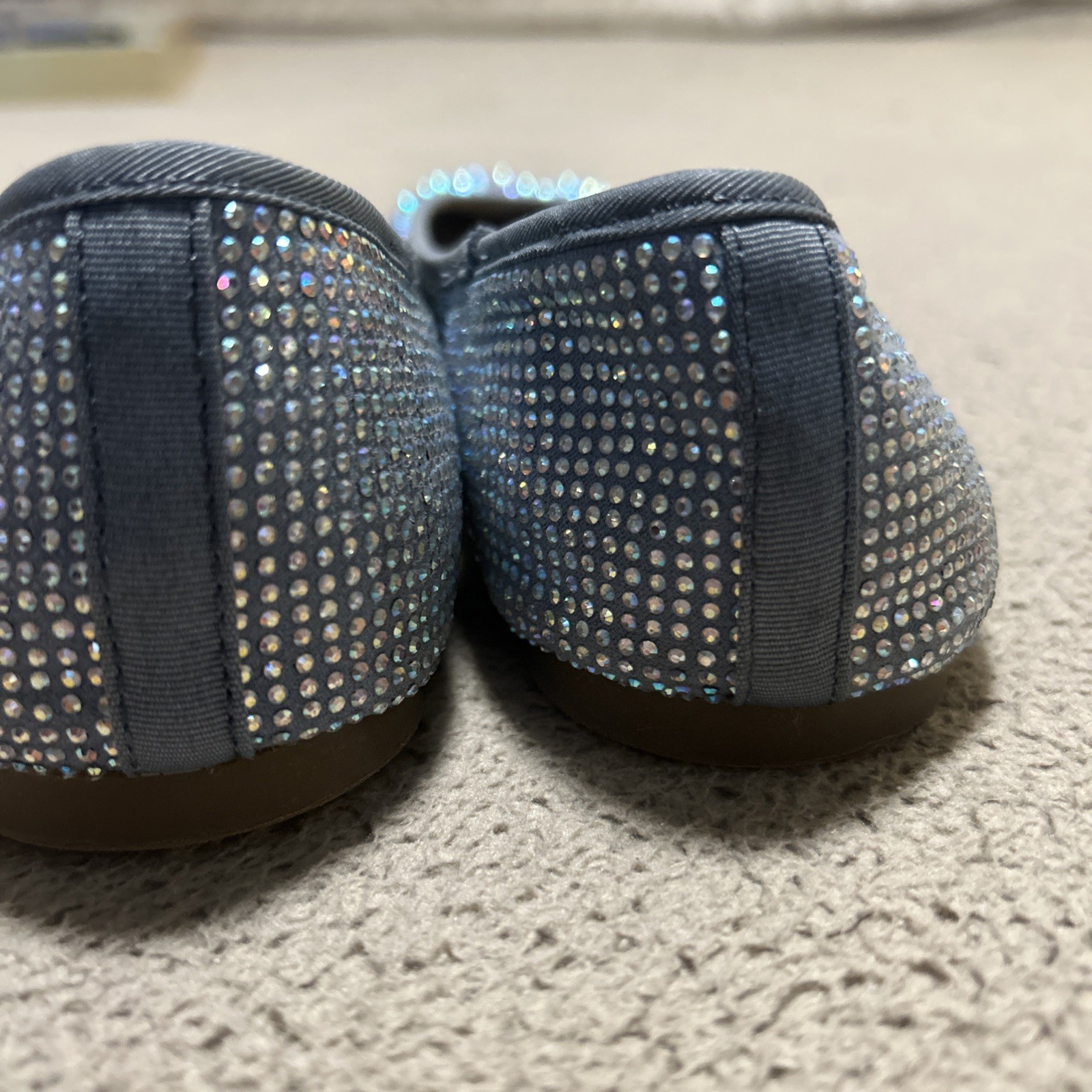 GIANNI BINI Blue Sequin Rhinestone Slip On Ballet Flats Shoes Size 9.5
