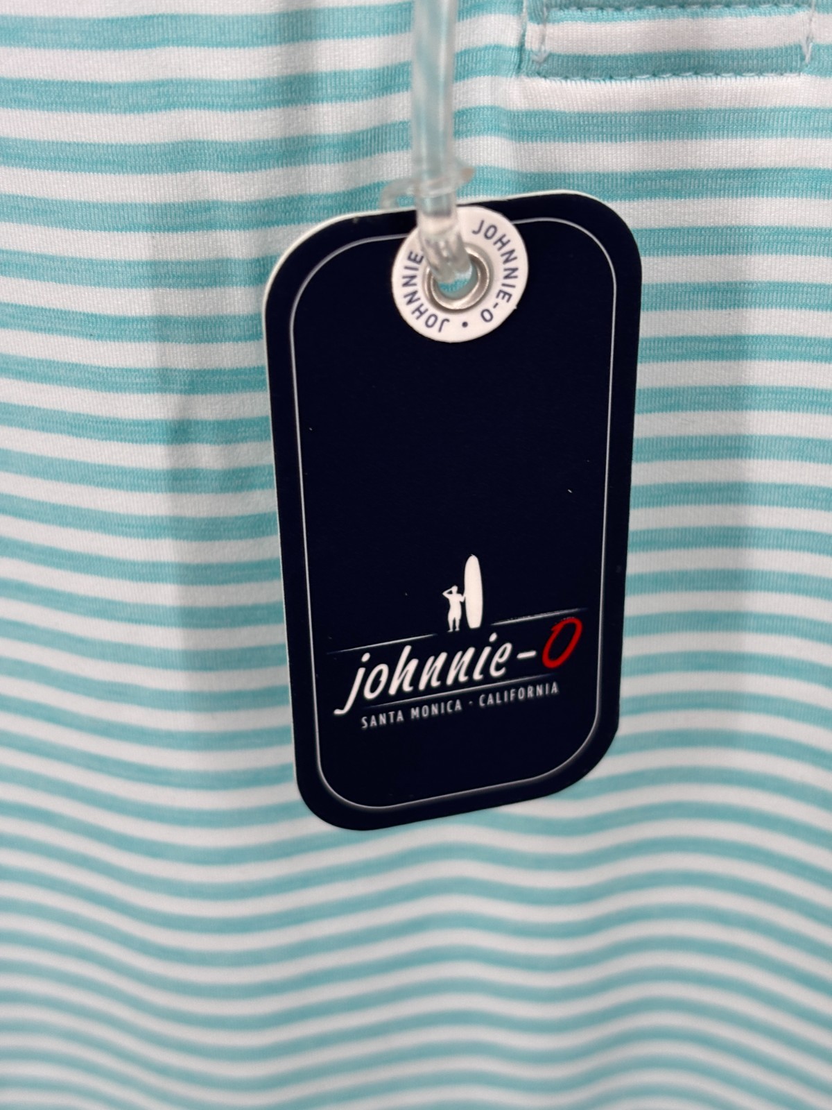 Johnnie O Seymour Striped Polo Caicos Green Men UPF 50 Featherweight Stretch NWT