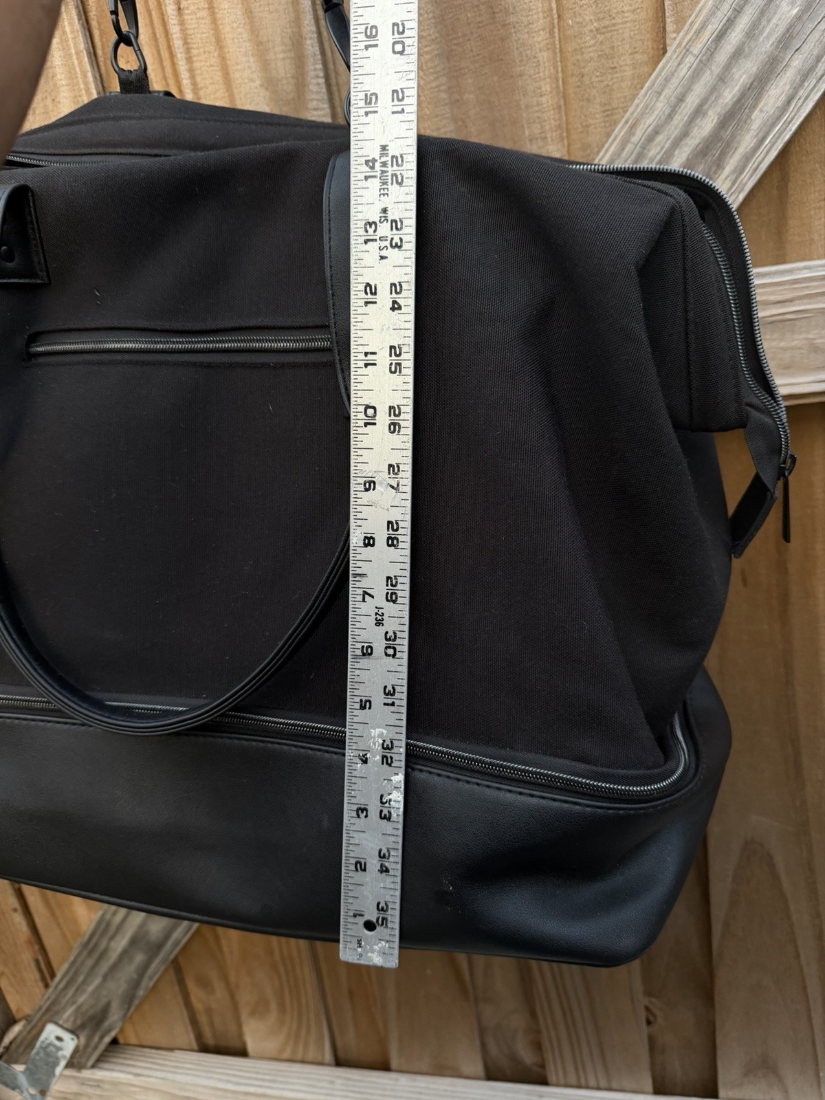 Beis Black Weekender Bag Lightweight Zip Closure Detachable Shoulder Strap Women