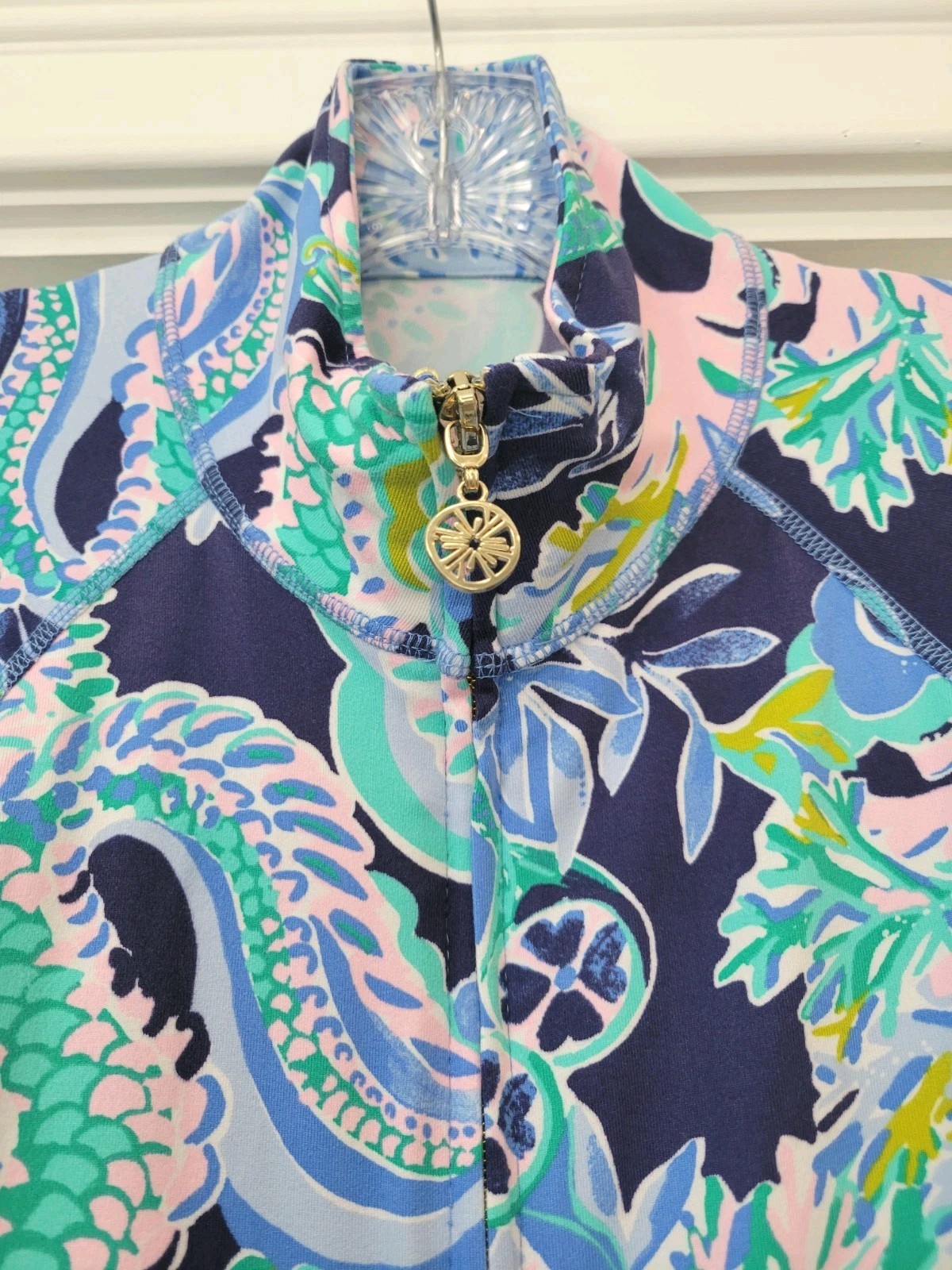 Lilly Pulitzer Luxletic Full-Zip Serena Jacket Sz Large Sirens & Spirits Fitted
