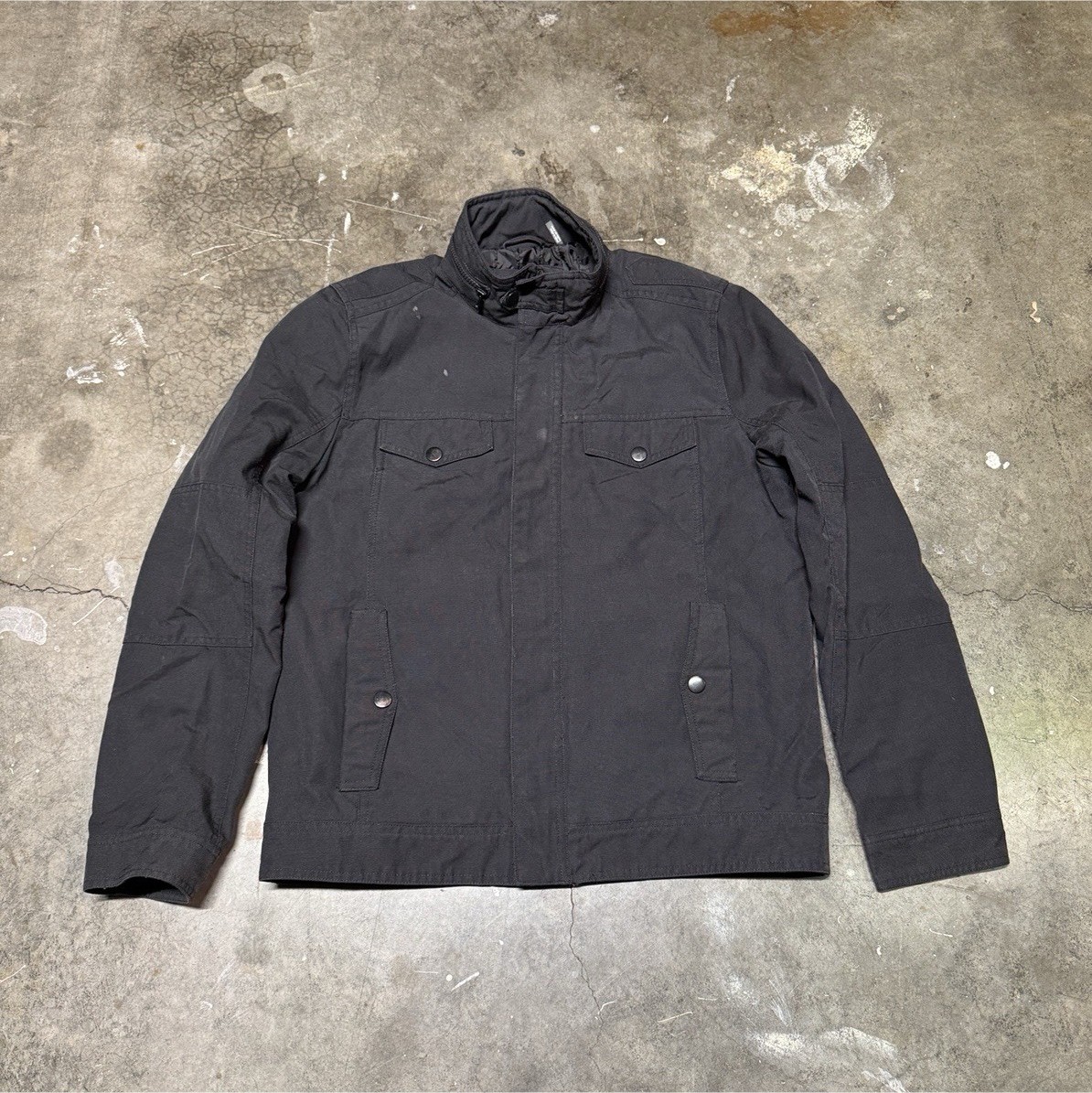 Kenneth Cole New York Men’s M Black Workwear Jacket Lined Zip Snap Stand Collar