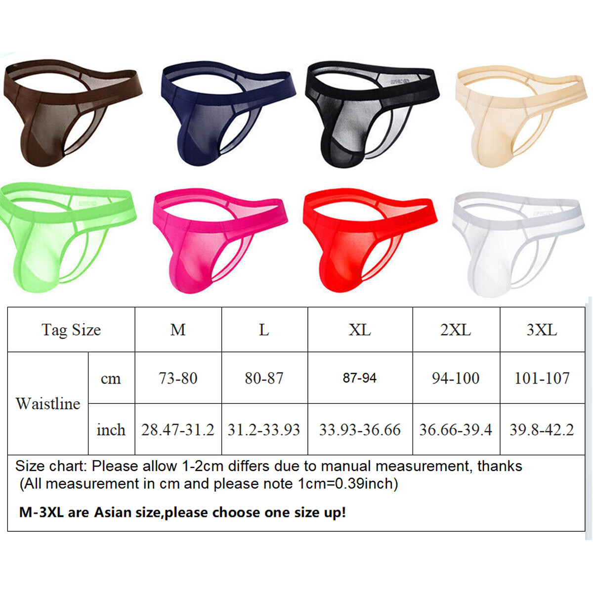 Men’s Sexy Ice Silk Underwear G String Thong Underpants Translucent Briefs