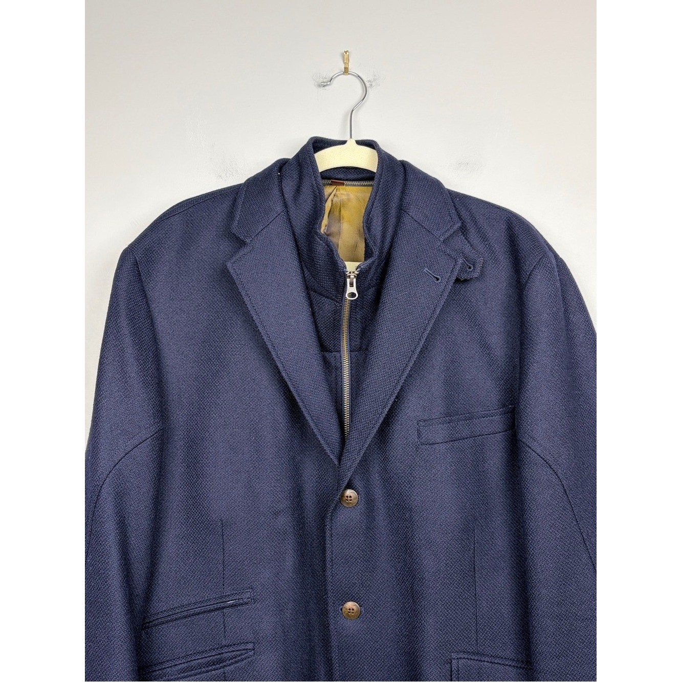 Kroon Richie Wool Cashmere Layered Sport Coat Blazer Navy 44R Italy
