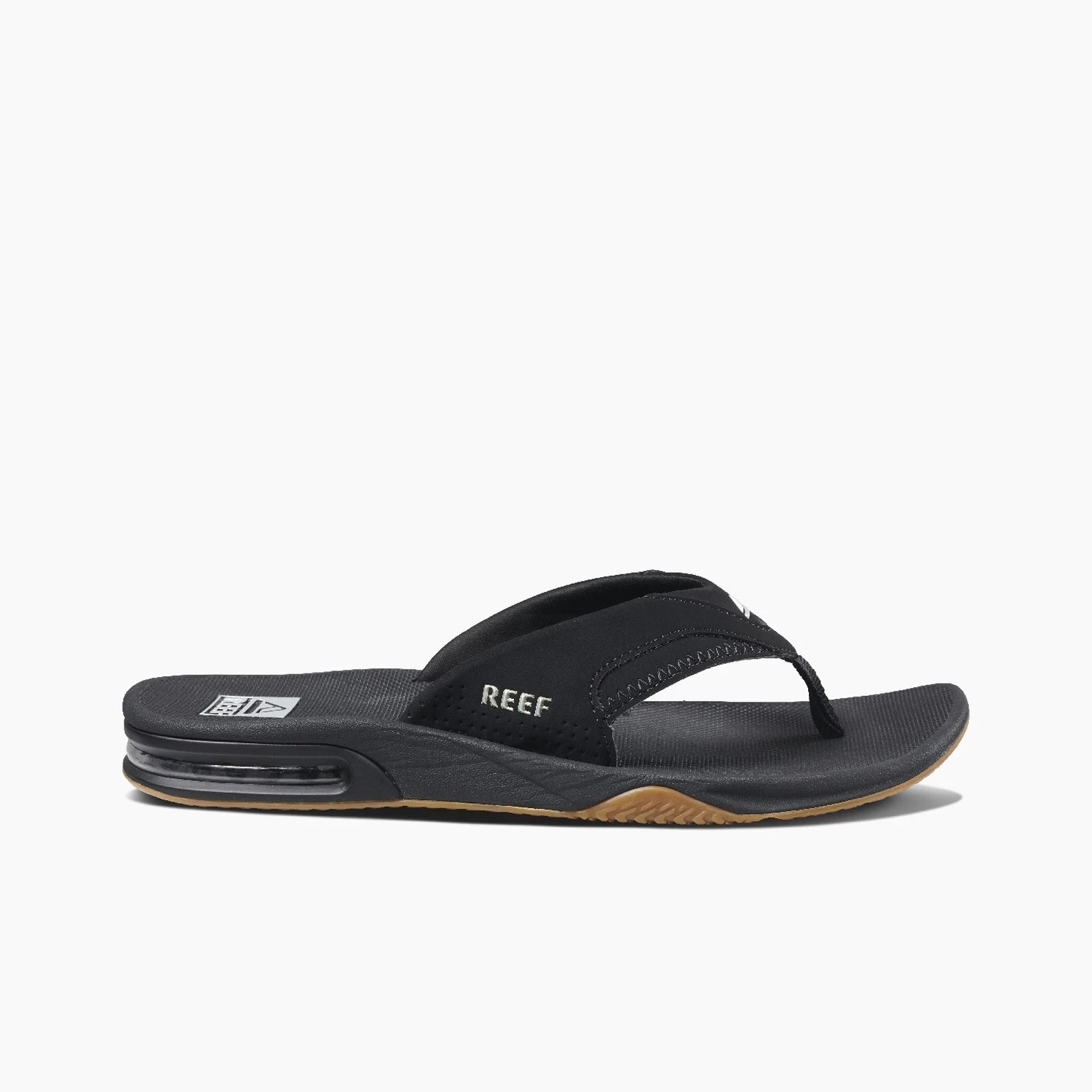 New Reef Men FANNING LOW RF0A3KIH Black Bottle Opener Flip Flop Sandal Original