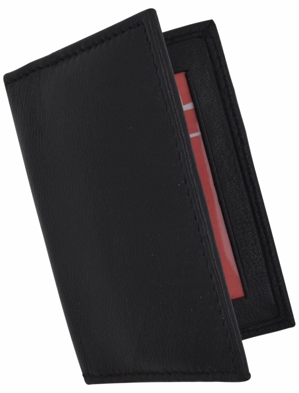Slim Thin Mens Genuine Leather Bifold ID Wallet Credit Card Holder Black License