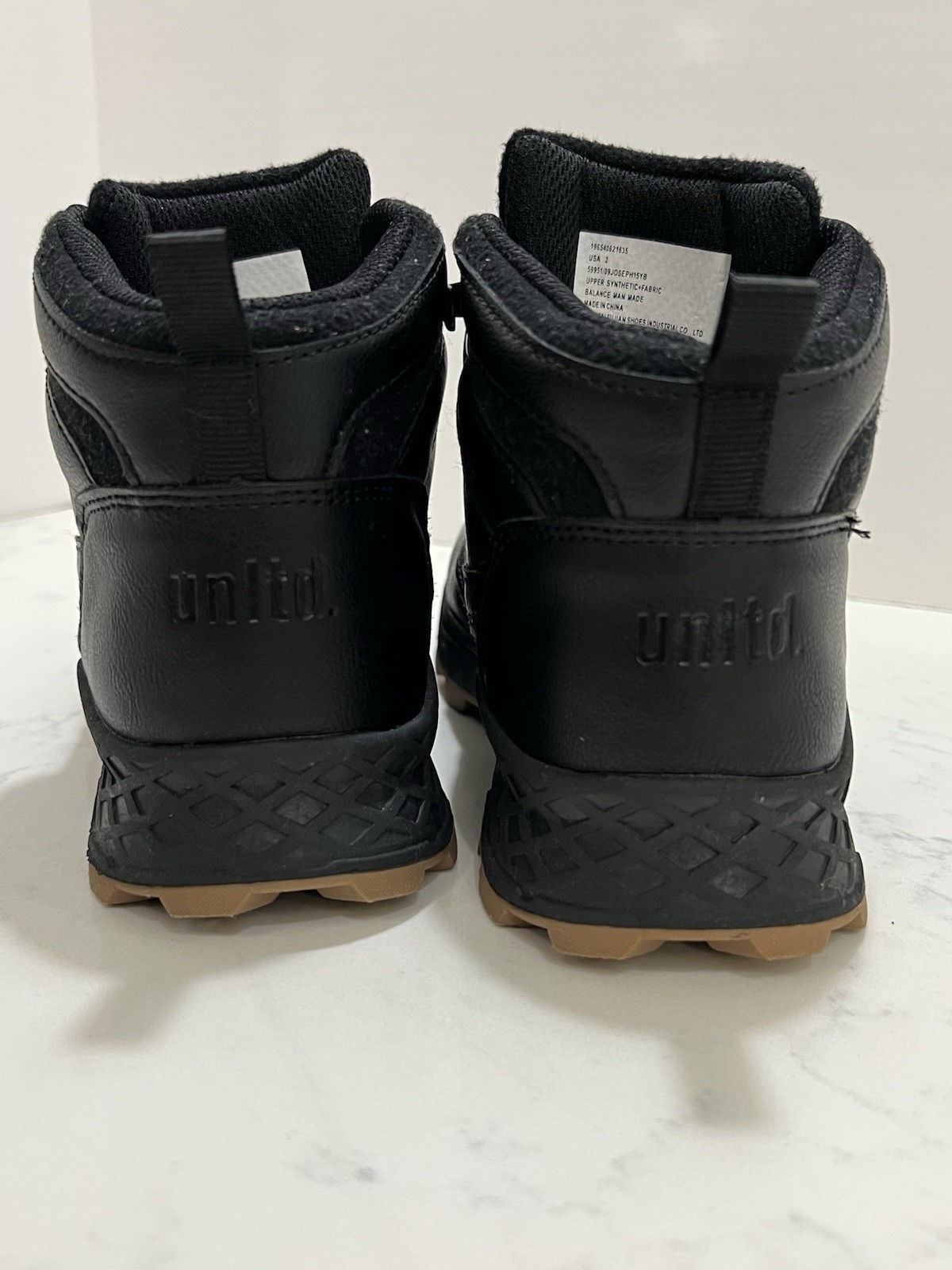Unltd. Boy Boots Size 2. Color Is Black/brown Boots. Rubber