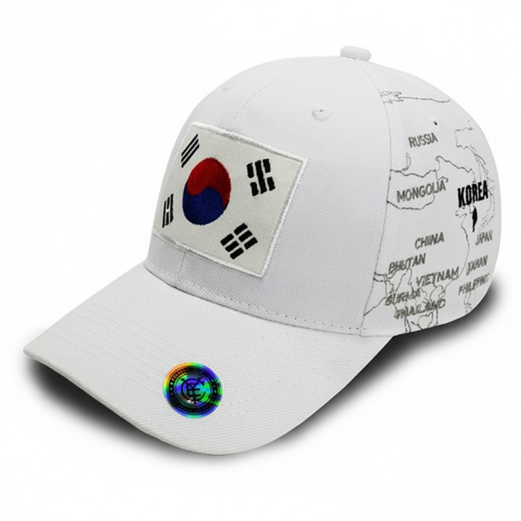 Korea Flag Baseball Cap Modern Korean Map Design. Korea Supporters Cap