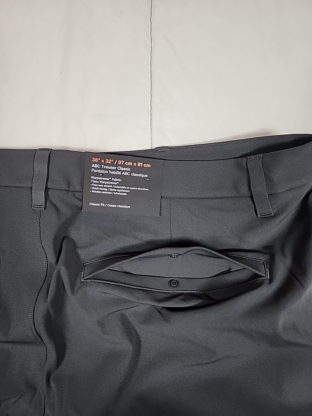 38×32 Lululemon ABC Trouser Classic Fit Warpstreme Men’s Pants Color Obsidian